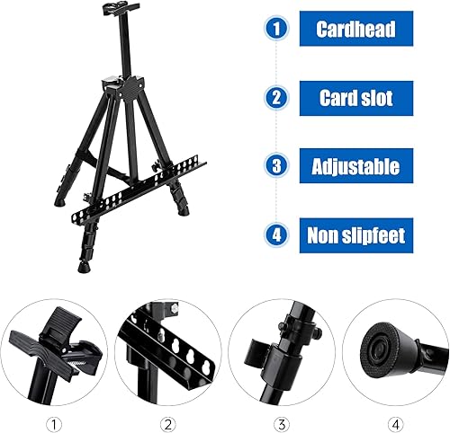 Miniatura 4 de Soporte de caballete para pintar  Caballetes artísticos para pintura de adultos  Soporte grande de lona de metal  Caballete de dibujo alto ajustable