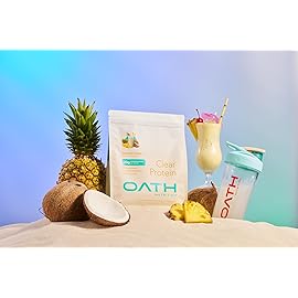Oath Nutrition Clear Whey Isolate Protein Powder, Coconut Colada, 20g Complete Protein per Serving, No Added Sugar, Grass-Fed, 21 Servings