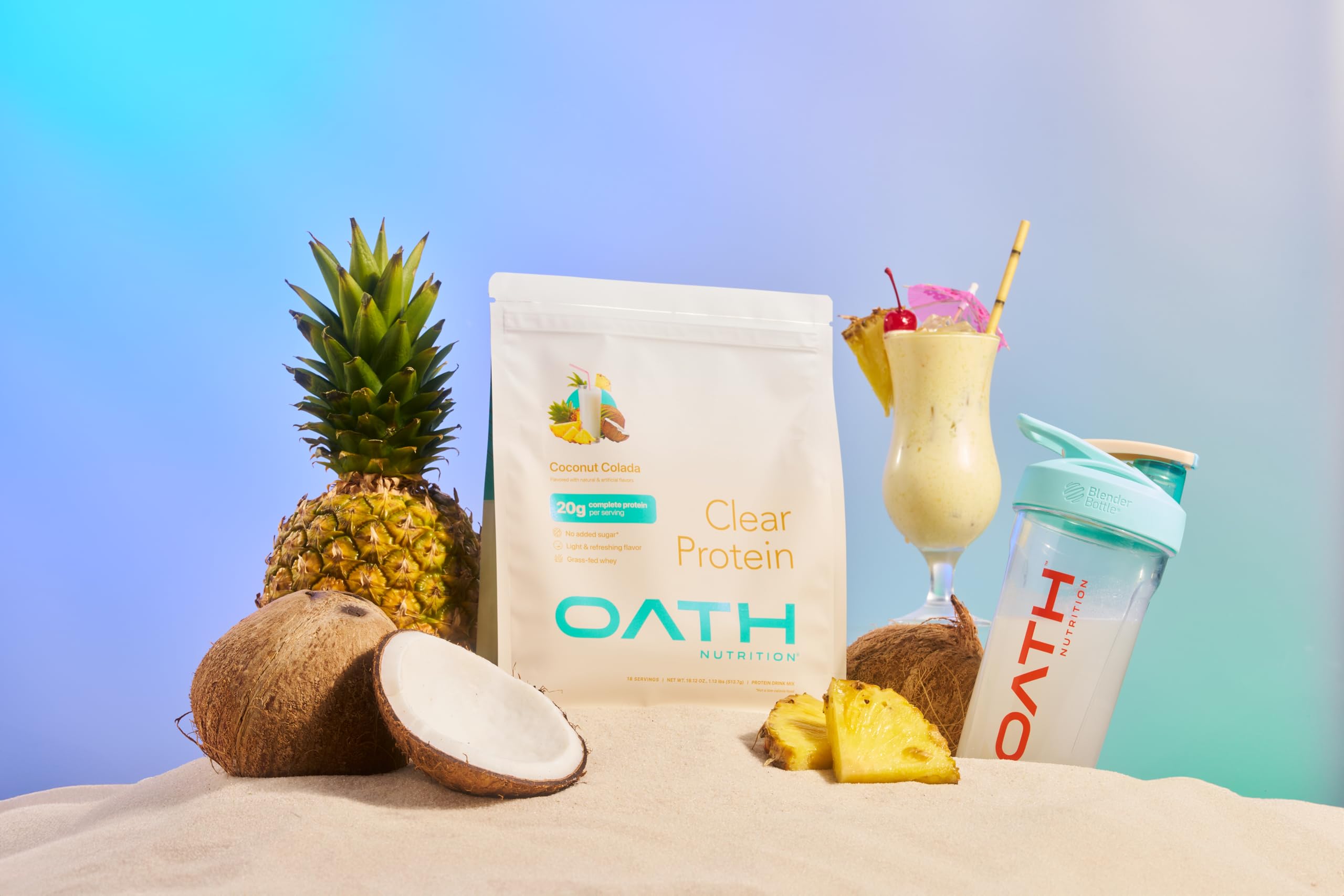 Oath Nutrition Clear Whey Isolate Protein Powder, Coconut Colada, 20g Complete Protein per Serving, No Added Sugar, Grass-Fed, 21 Servings — Amazon image 5