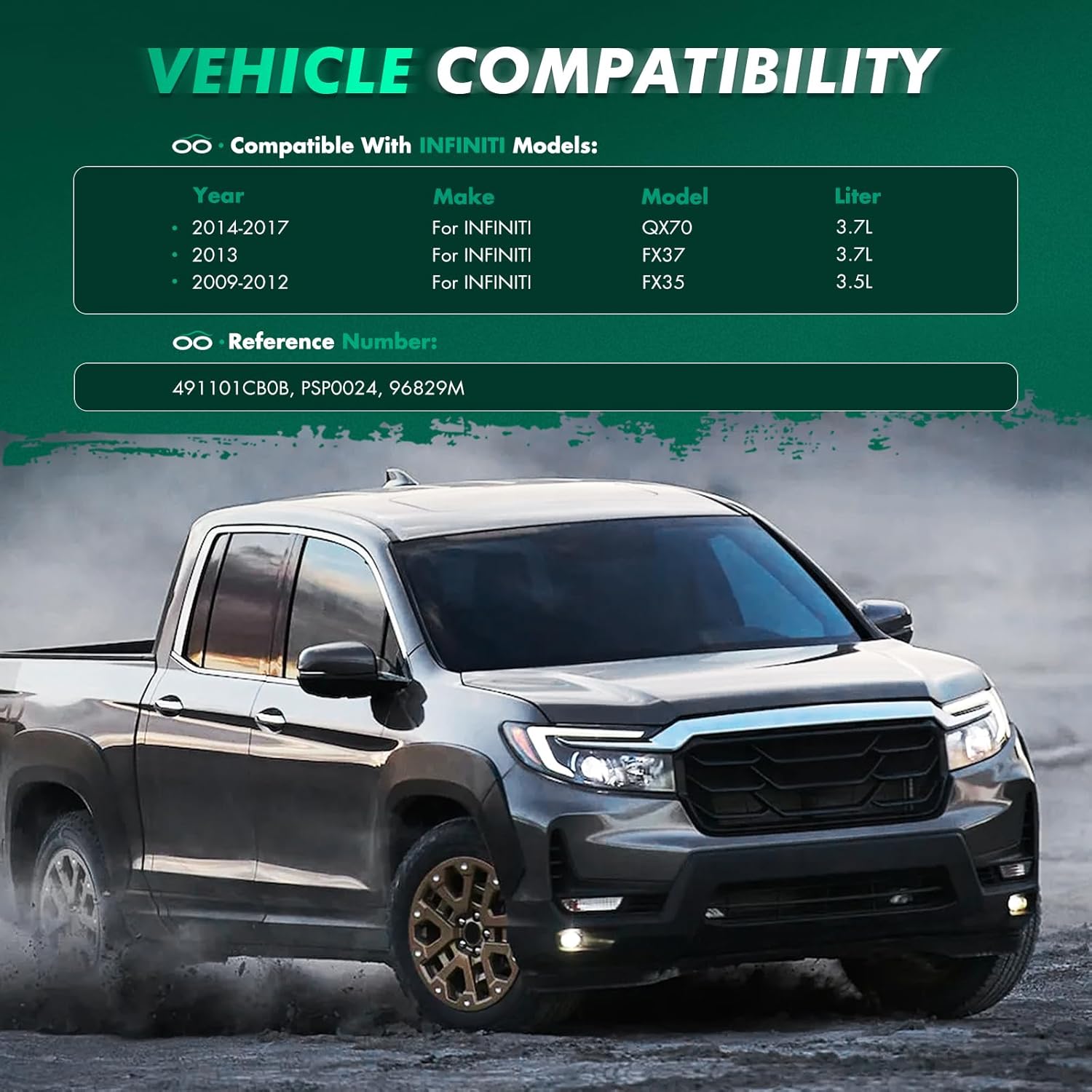 SCITOO Power Steering Pump For Infiniti QX70 2014-2017(Base & Sport Model Only),For FX37 2013,For FX35 2009-2012 Power Assist Pump 96829M, 491101CB0B