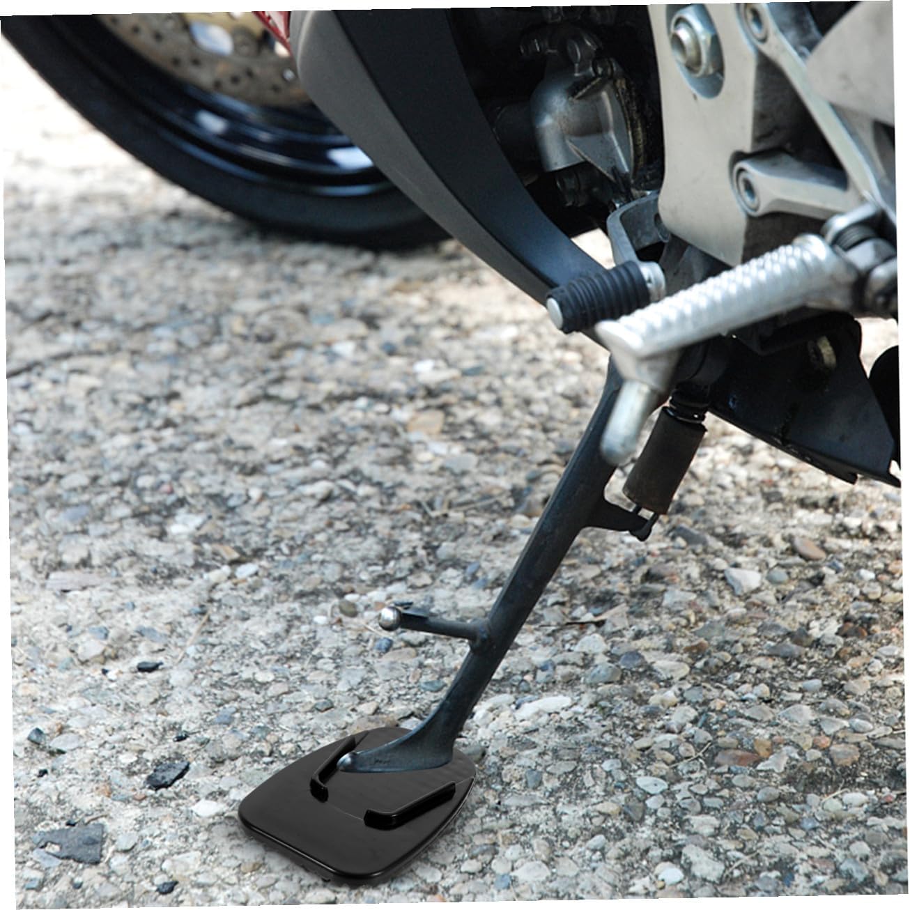 ULTECHNOVO 5pcs Motorcycle Kickstand Pad Non- Side Stand Mats Parking Grass and Garage Floors Black Skid Cushion for Dirt and Motorbikes
