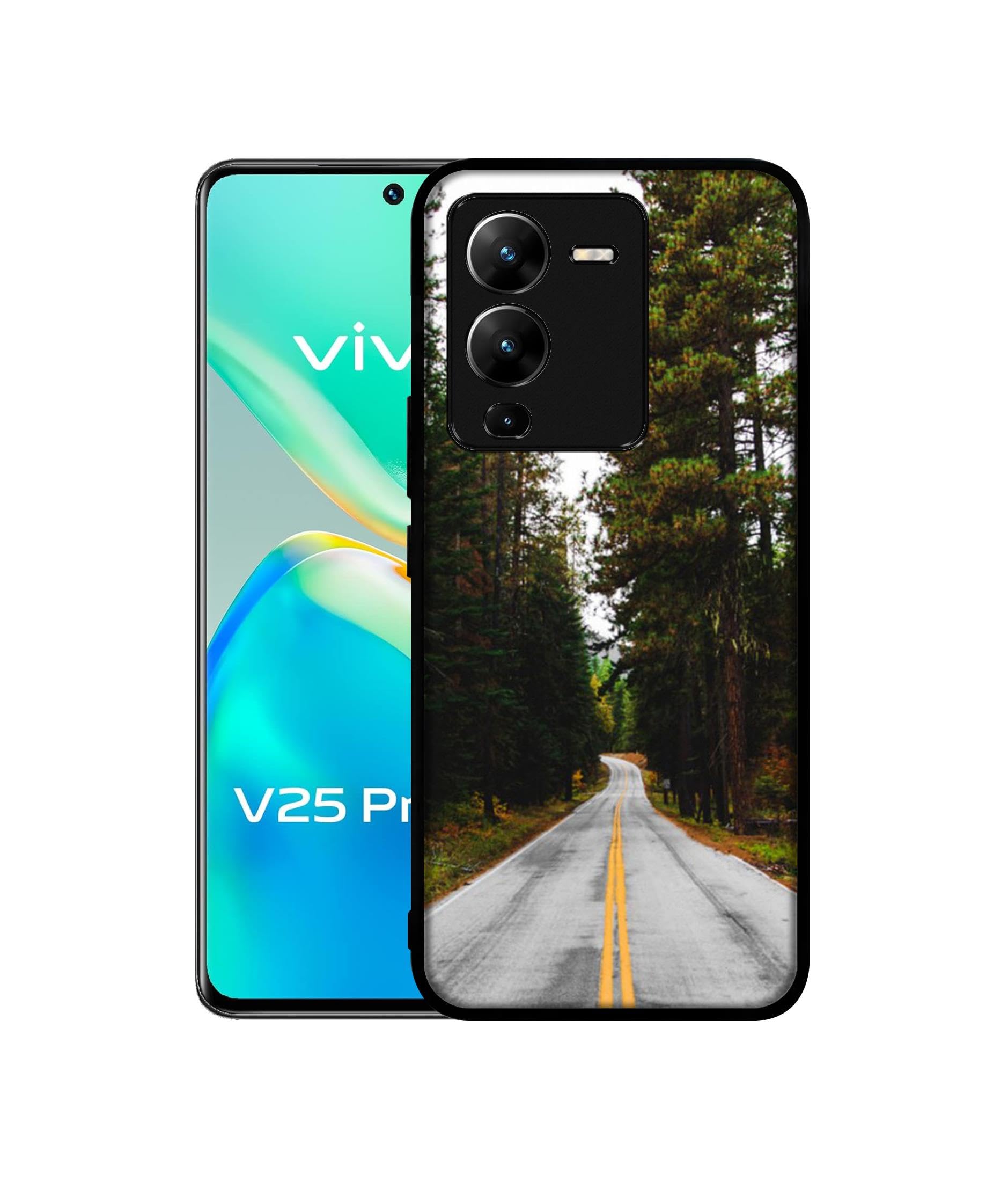 Road Photo Design Premium 2D Printed Metal Back Case Cover for Vivo V25 Pro 5G