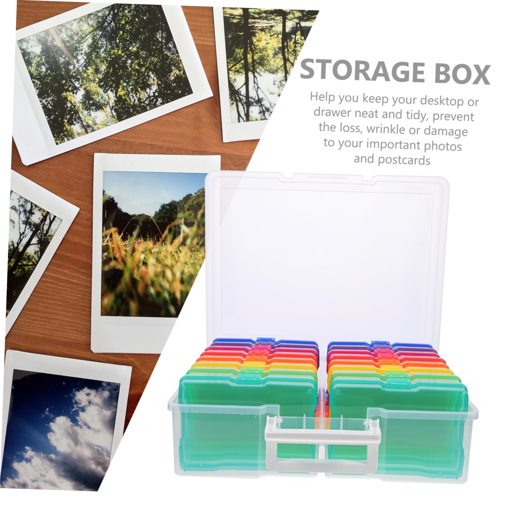 Fotoaufbewahrungsbox Bilderhalter Etui 16 Fächer Kunststoff Transparent