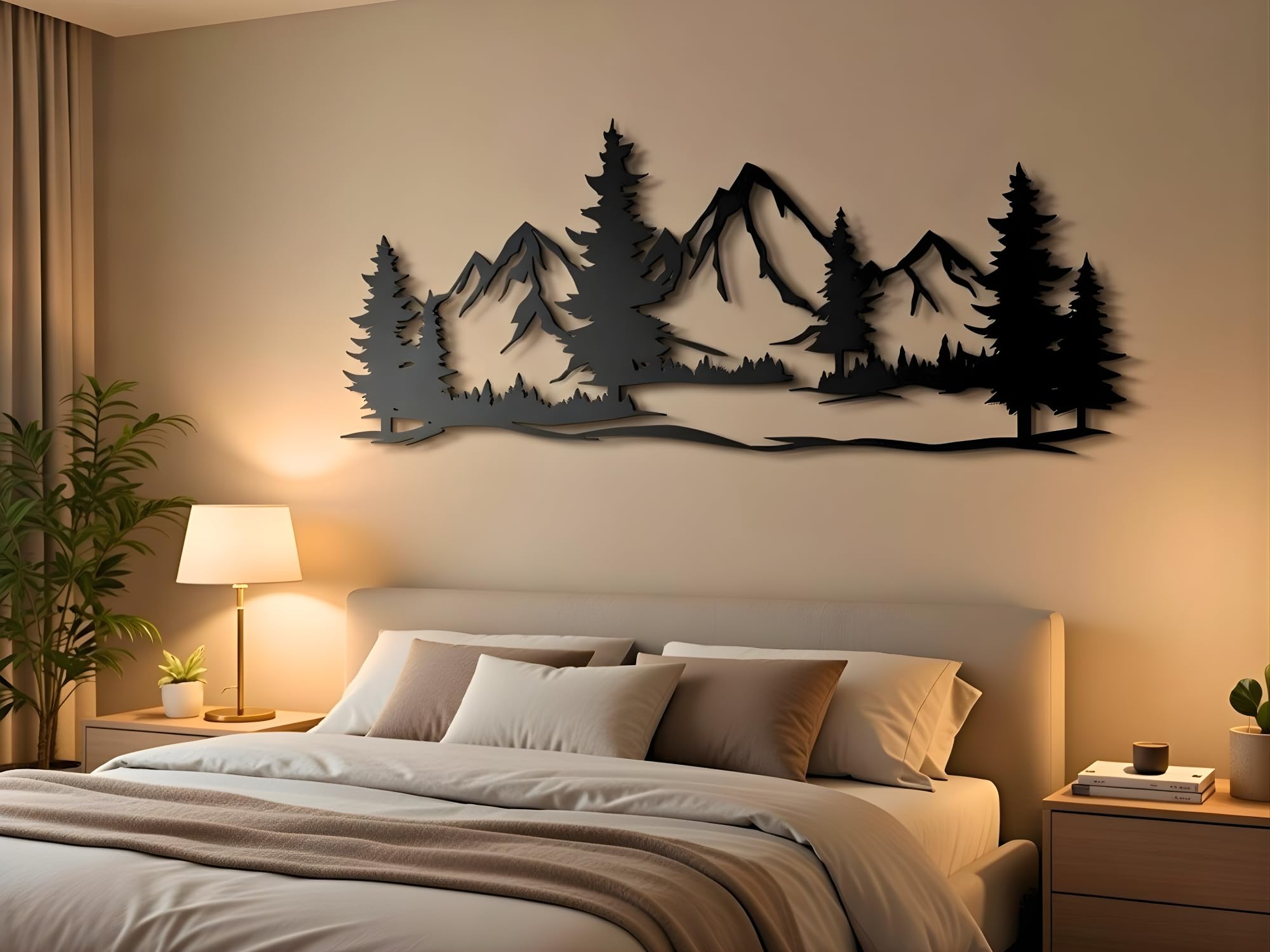 Vailla Tableau Decoration Murale Montagne 3D Deco Murale Salon Salle de Bain Chambre Cadre Décoration Chambre Triptyque Mural Bois