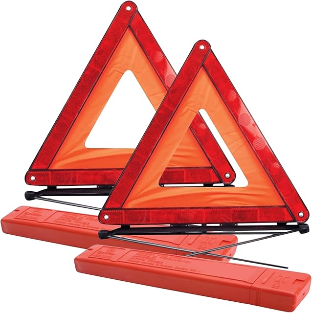 GADLANE Emergency Warning Car Triangle Road Safety Reflective Foldable Fold Up Complied with European Standard ECE R27 (Pack Of 2)