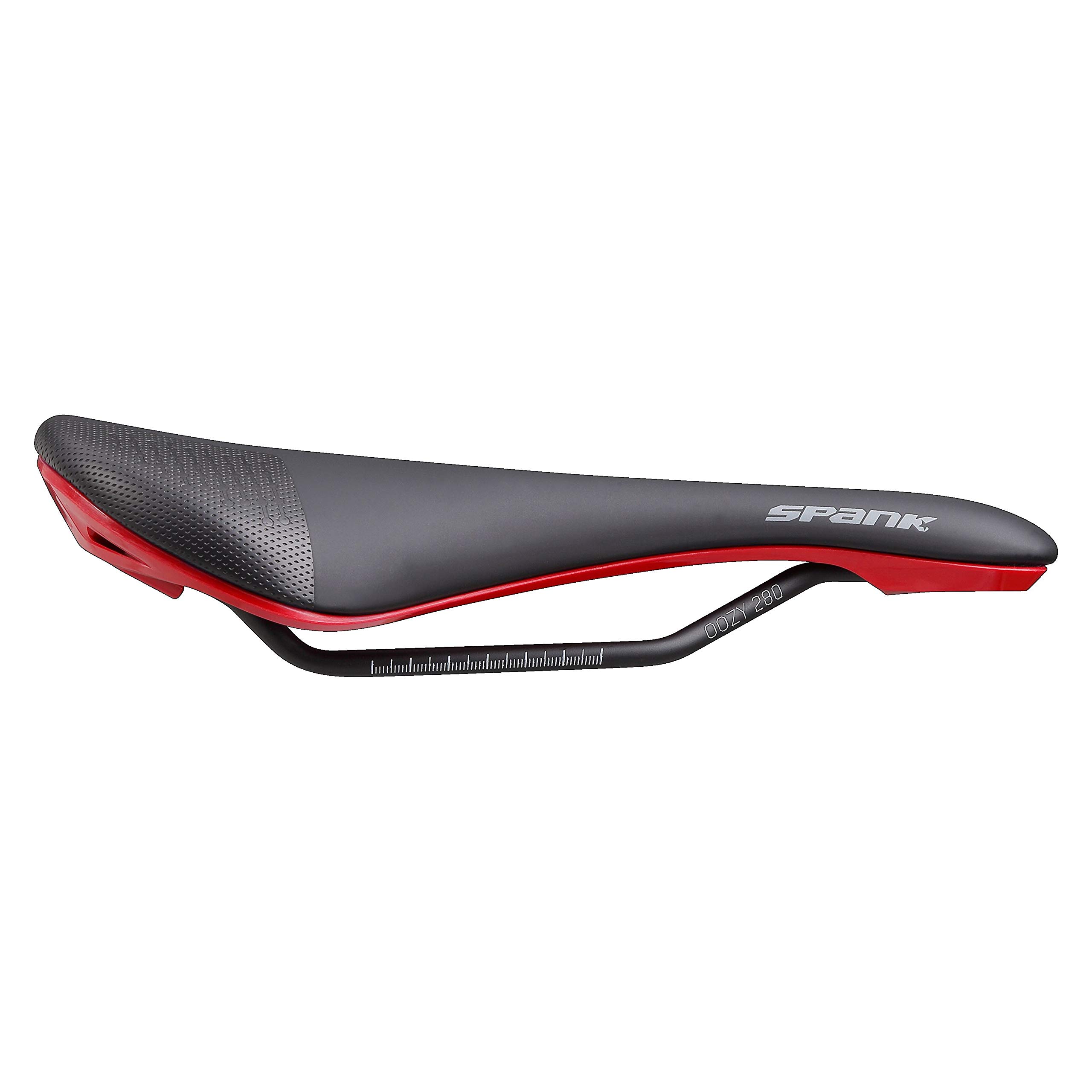 SPANK OOZY 280 Unisex Adult Mountain Bike/E-Bike/Cycle/Gravel Saddle, Black/Red, 265 mm x 144 mm