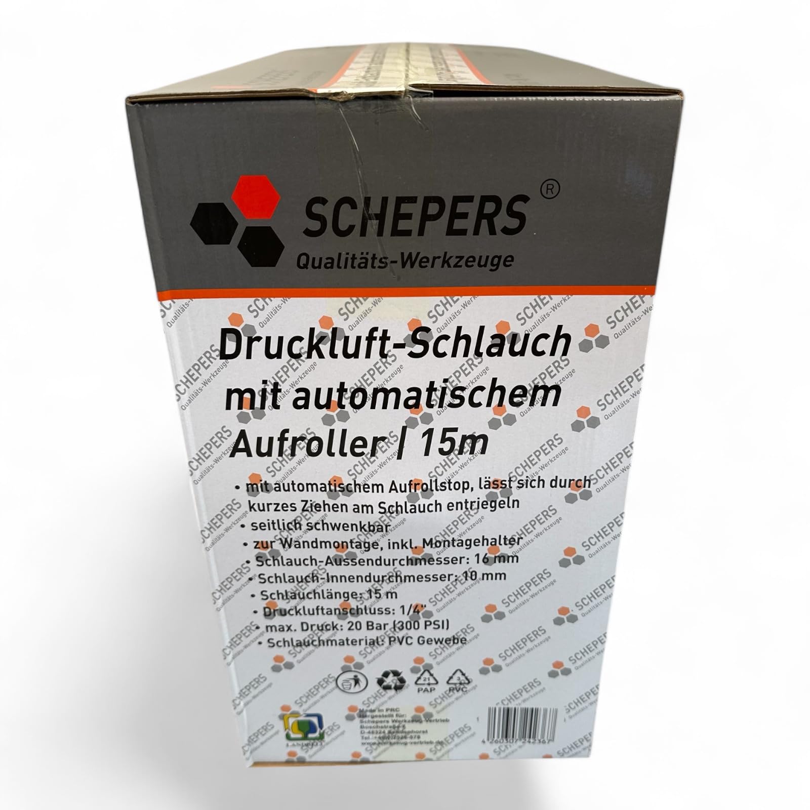 SWV 400043 Automatik Druckluftschlauch Schlauchtrommel 15m +1m
