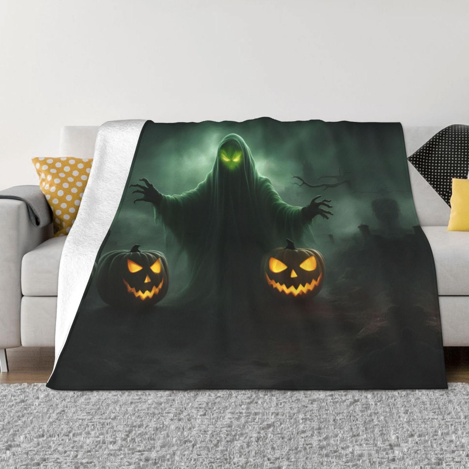Couverture de canapé anti-froid plaid Halloween chaud et doux en microfibre