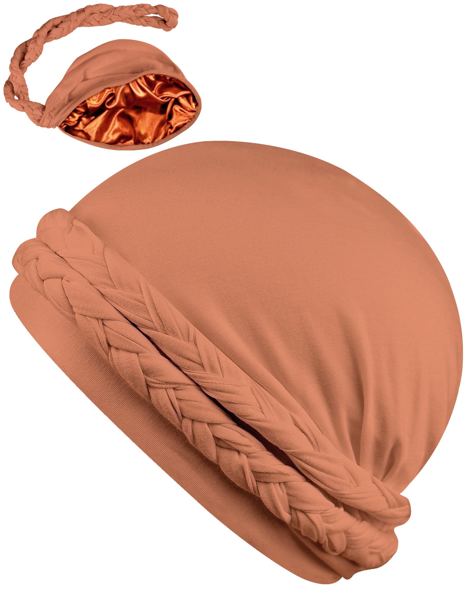 AbabalayaSatin Lined Turban for Women Mens Halo Turban Silky Lined Durag for Waves Braids Locs Sleeping Bonnet Sleep Cap