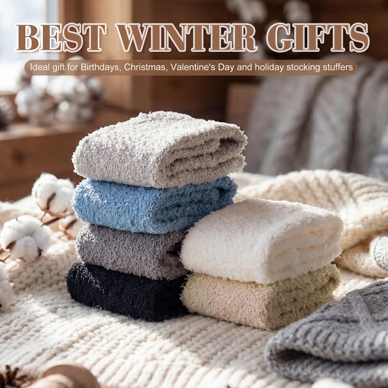 Geyoga 6 Pairs Knee High Cozy Fuzzy Socks for Women Soft Warm Long Plush Winter Long Socks for Winter Valentines Day Gifts - Image 6