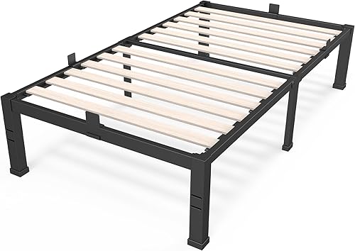 Miniatura 14 de ROIL Bastidores de cama de tamaño individual de 18 pulgadas con listones de madera anchos, plataforma resistente de 3500 libras, no necesita somier,