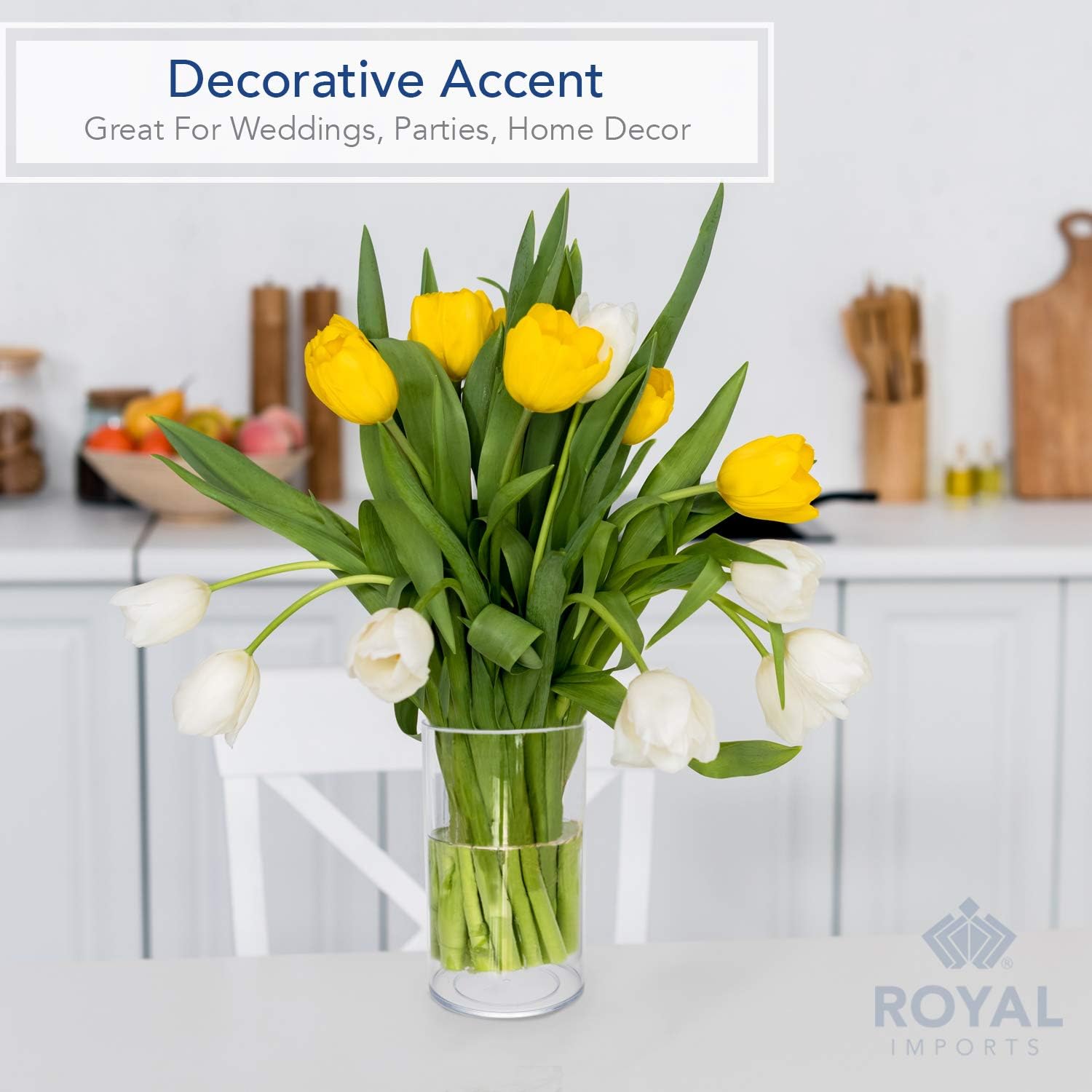 Royal Imports Flower Vase Acrylic Cylinder - Decorative Centerpiece for Home or Wedding - Non Breakable Plastic, 5"X10" Tall Round - Clear - Image 7