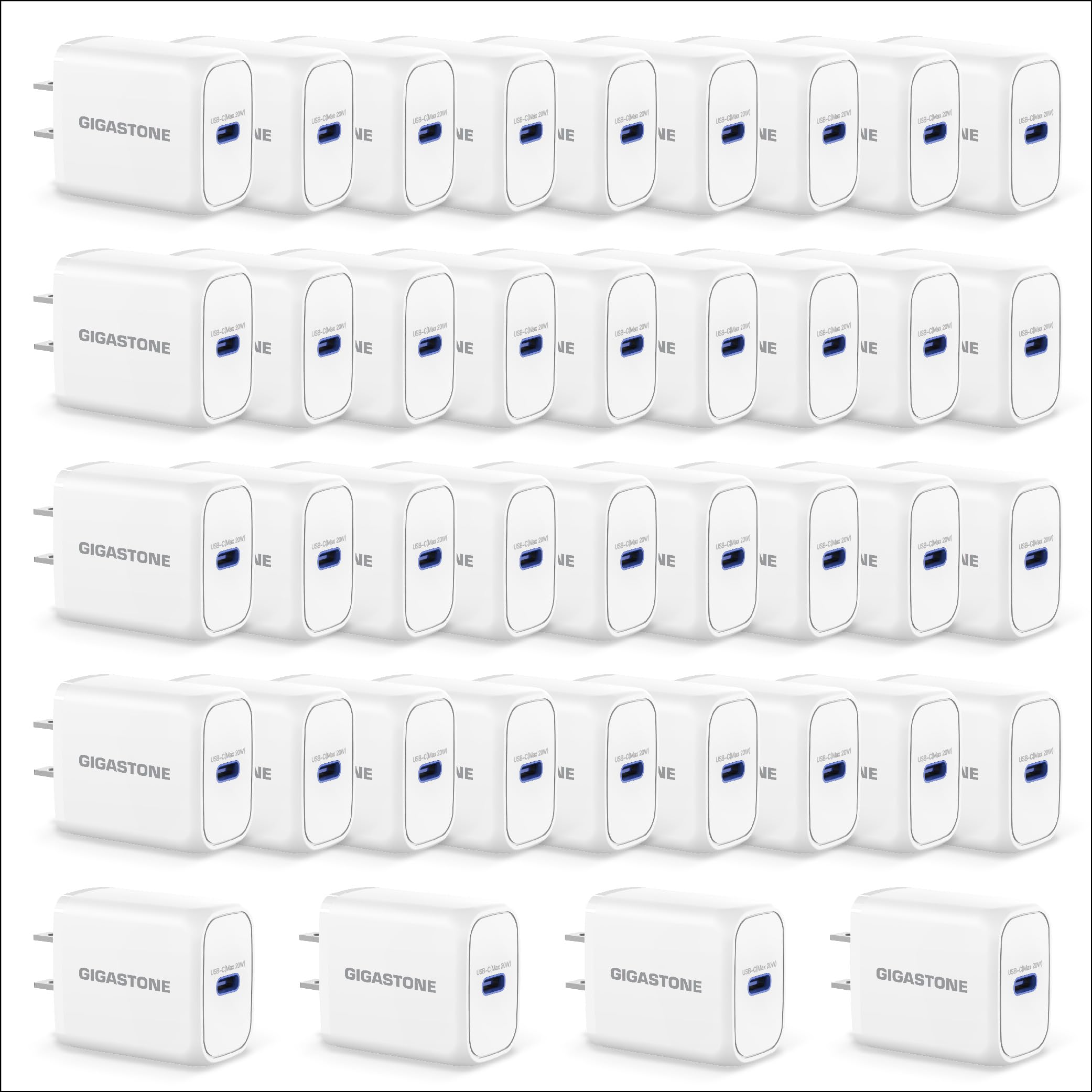 Gigastone 20W USB C Charger 40 Pack Power Essential PD3 0 Fast Charger Compact USB C Power Adapter