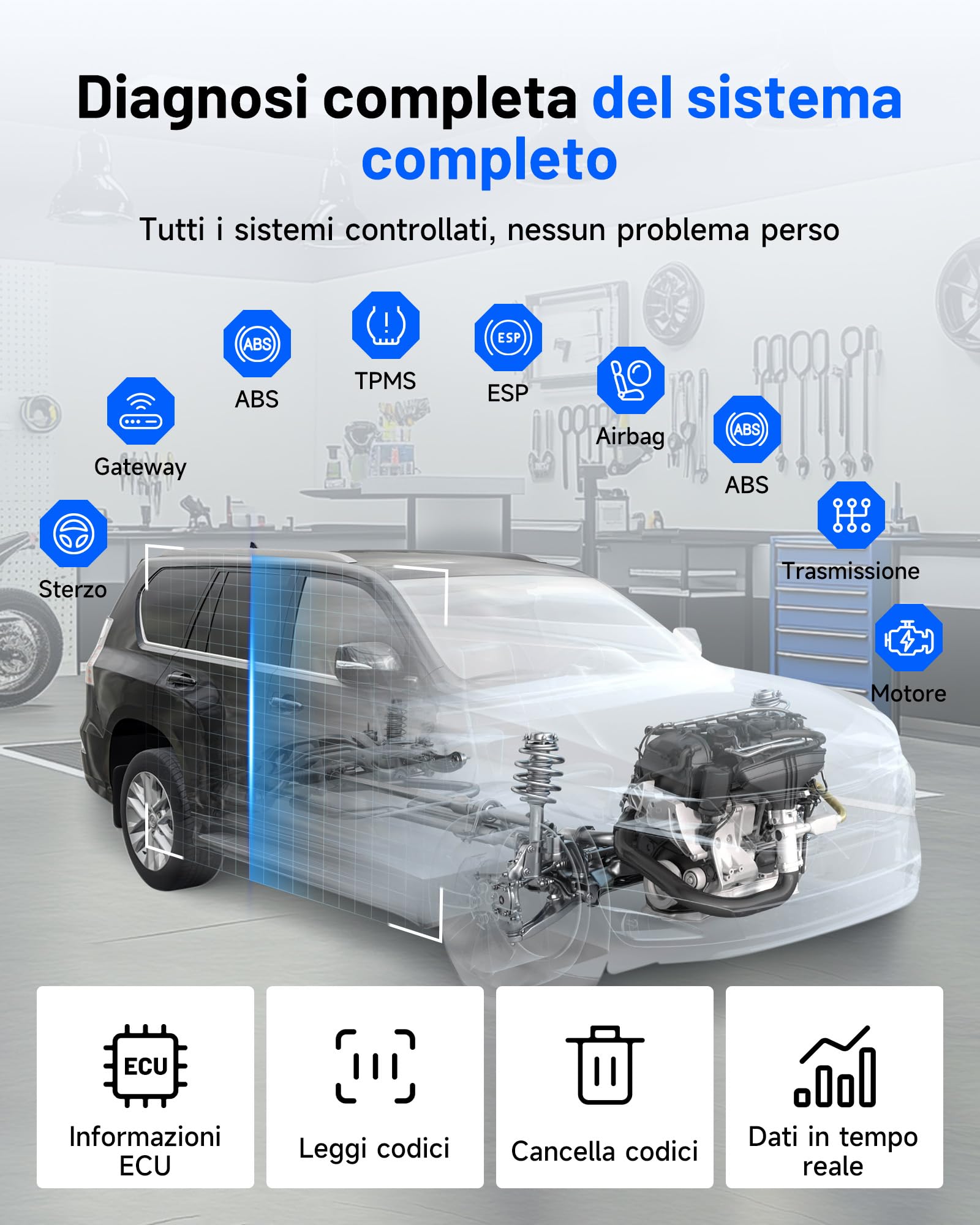 TOPDON Diagnosi Auto ArtiDiag900 Lite, Wireless Strumento Diagnostico per Tutti i Sistemi, OBD2 Scanner con 8+ Servizi di Ripristino, Test Attivo, Report TSB, AutoVIN, 2 Anni di Aggiornamento Gratuito