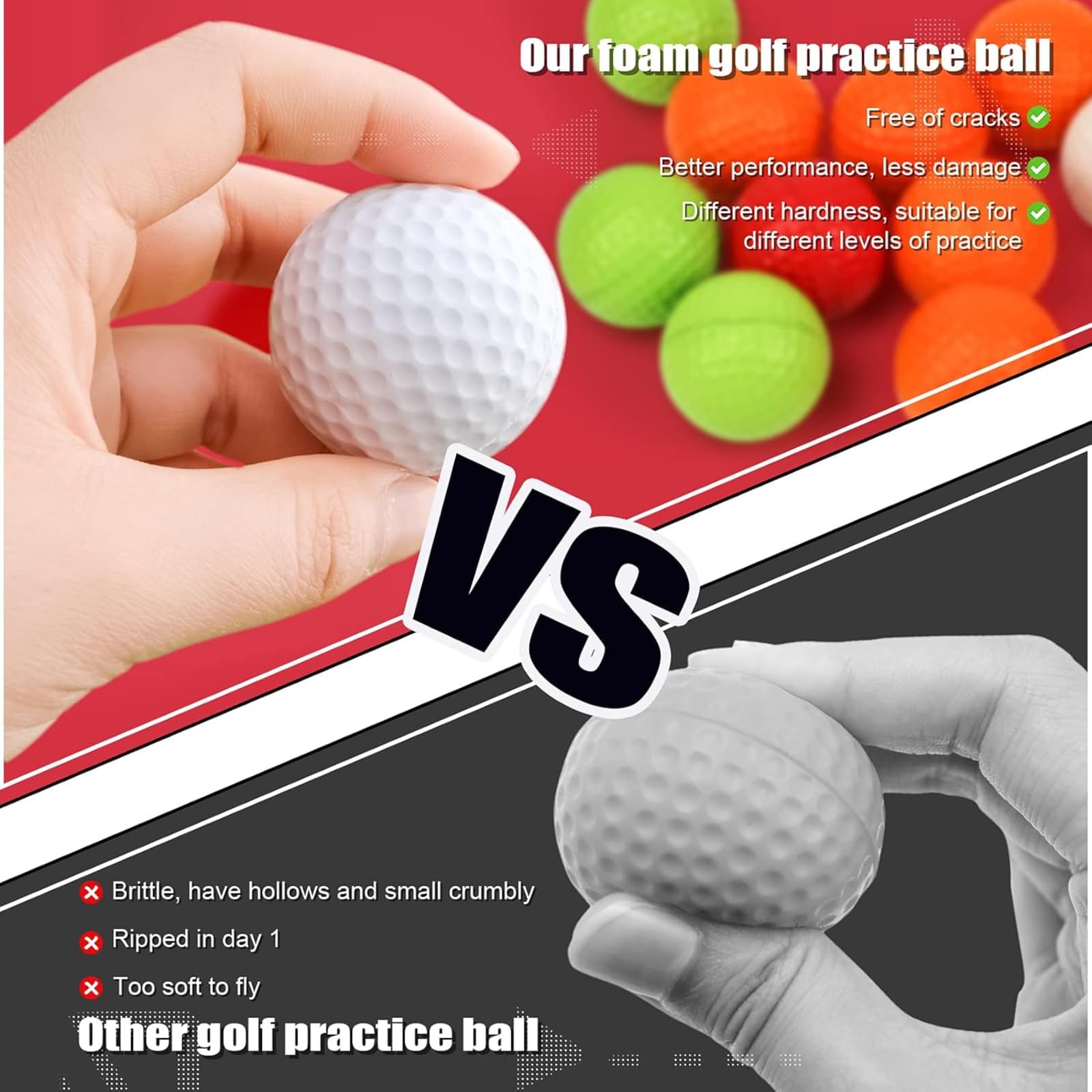 AHEJIOO 16 pelotas de golf, pelotas de golf, pelotas de espuma, pelotas de minigolf, comprar, alfombrilla de vicio putting, pelota de espuma, colorido entrenamiento
