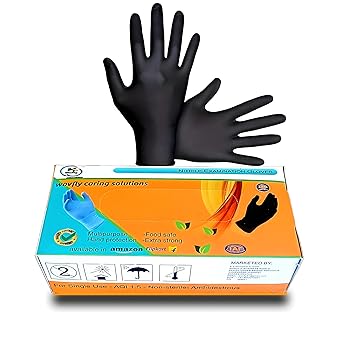 Nitrile Examination Gloves | Cleaning, Tattoos, Hospitals, Restaurant, Chemical industries, Mechanical Hard workor For men & women |(100 Piece) (X-large, 1)|(Black) Disposable