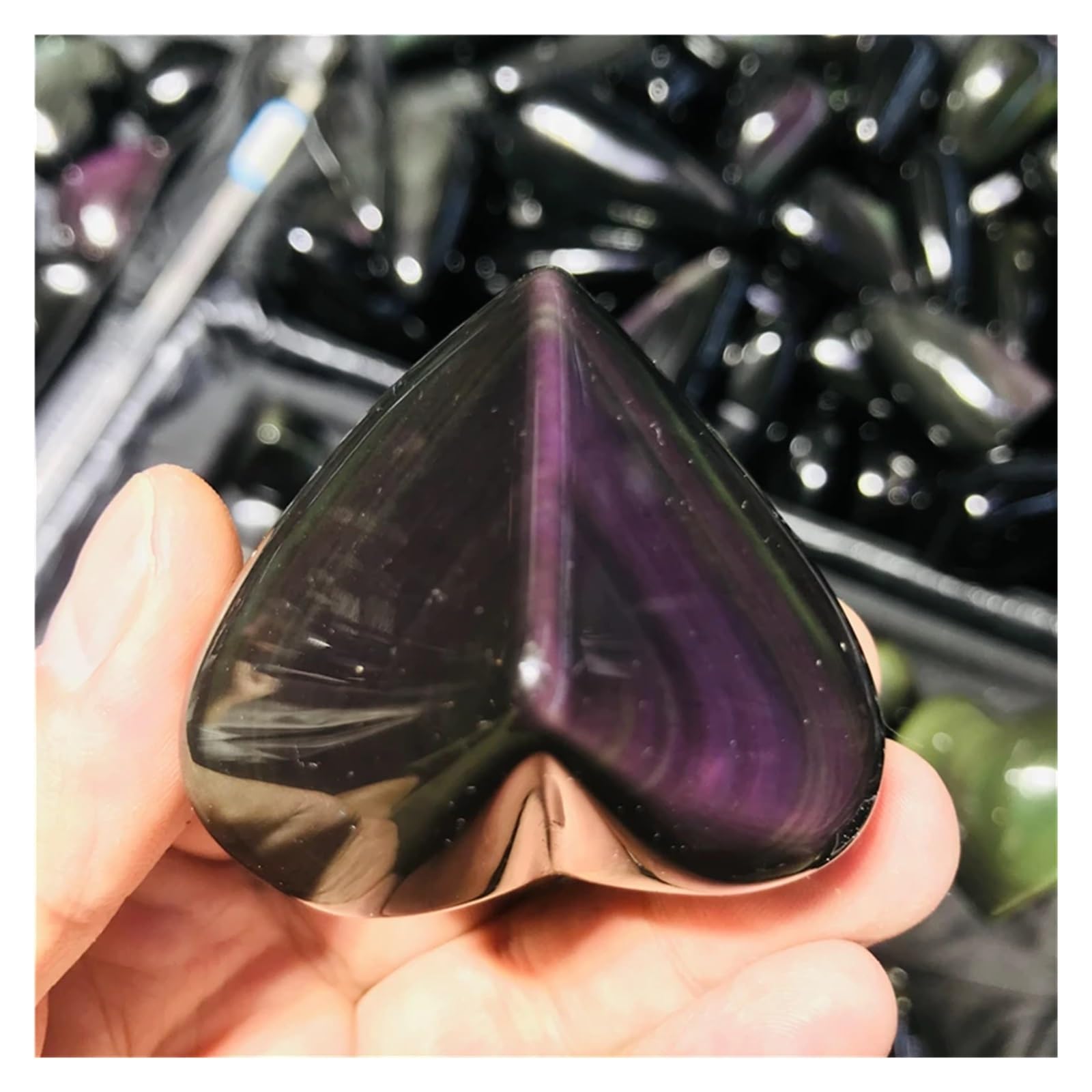 Amazon.co.jp: 天然レインボー黒曜石クリスタル ハート黒曜石クォーツ