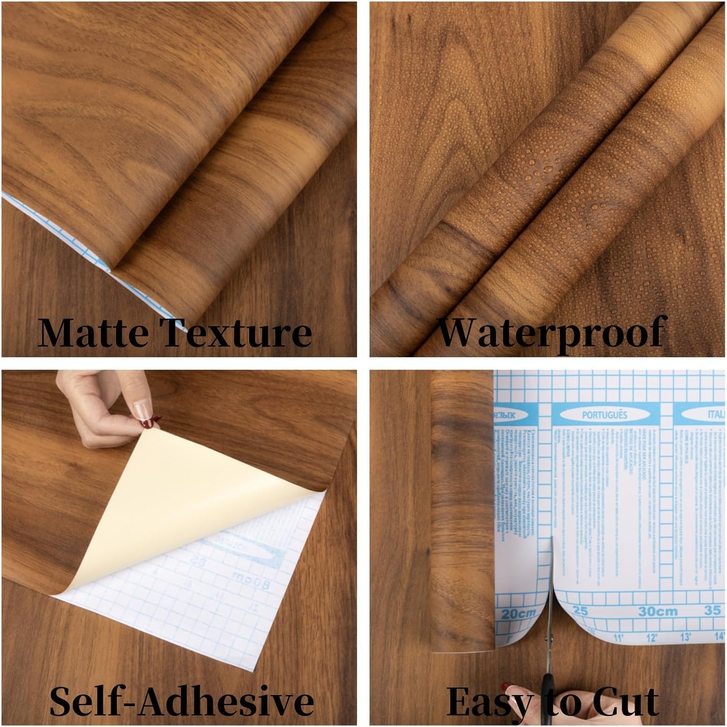 Wood Contact Paper Peel and Stick Thicken Wood Grain Wallpaper with Tools image 2