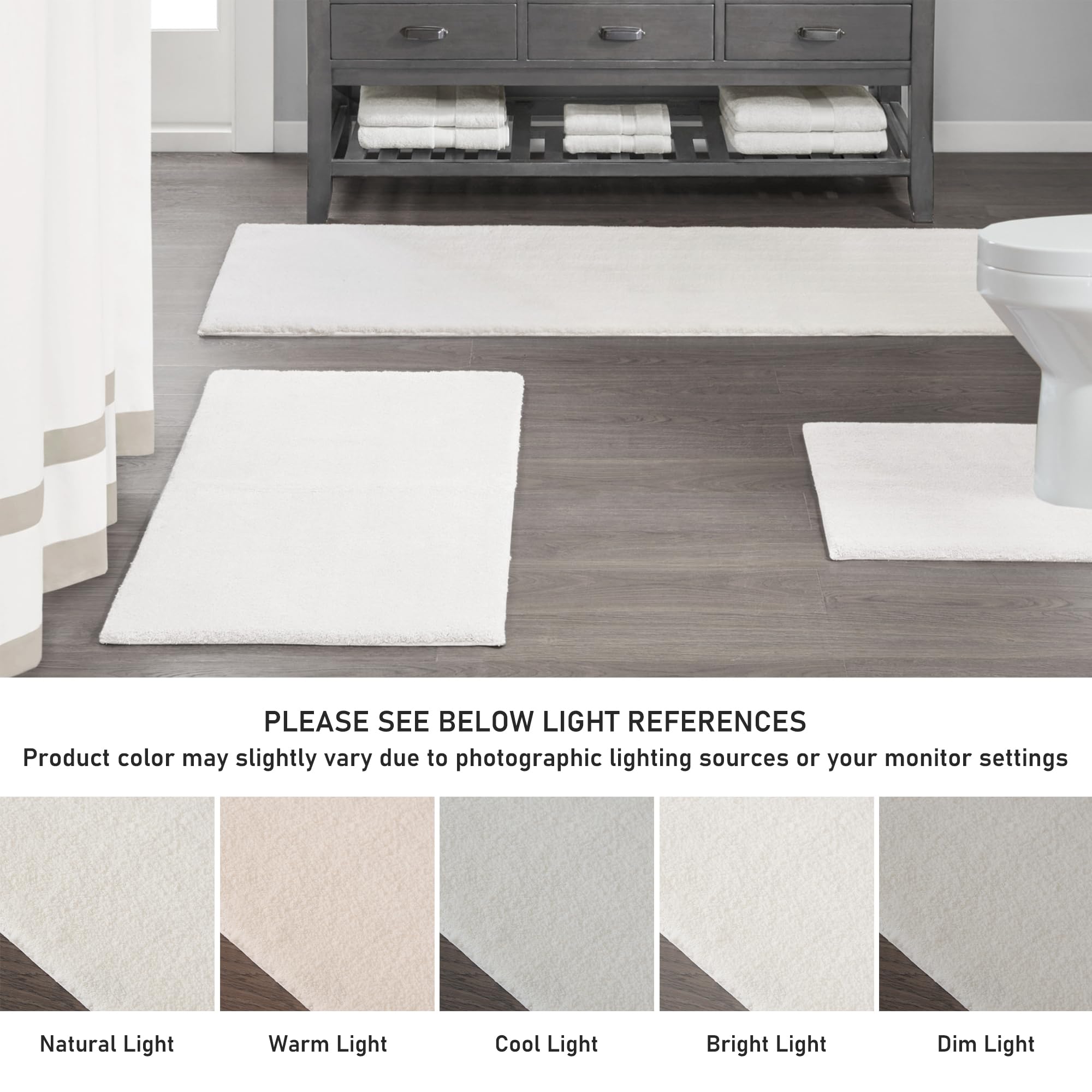 Madison Park Marshmallow Bathroom Rug Non Slip, Luxrurious Plush Bath Mat, Absorbent, Quick Dry, Spa Design Bath Room Décor, 24x72, Natural