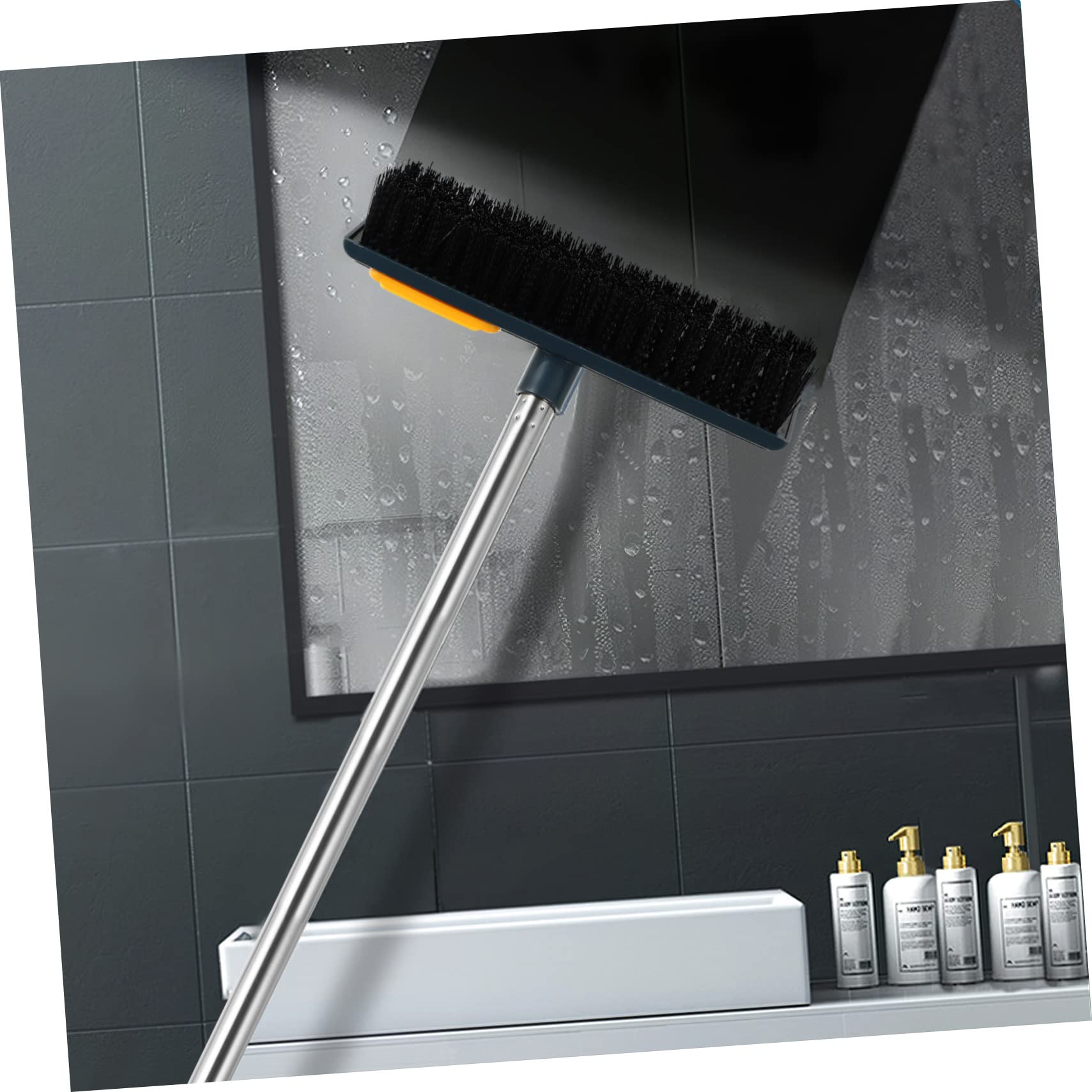 NULYLU Cleaning Brushes Long Handled Scrub Brush for Easy Cleaning Floor Scrubber Stiff Bristles Safe for Siding and Corners Yellow