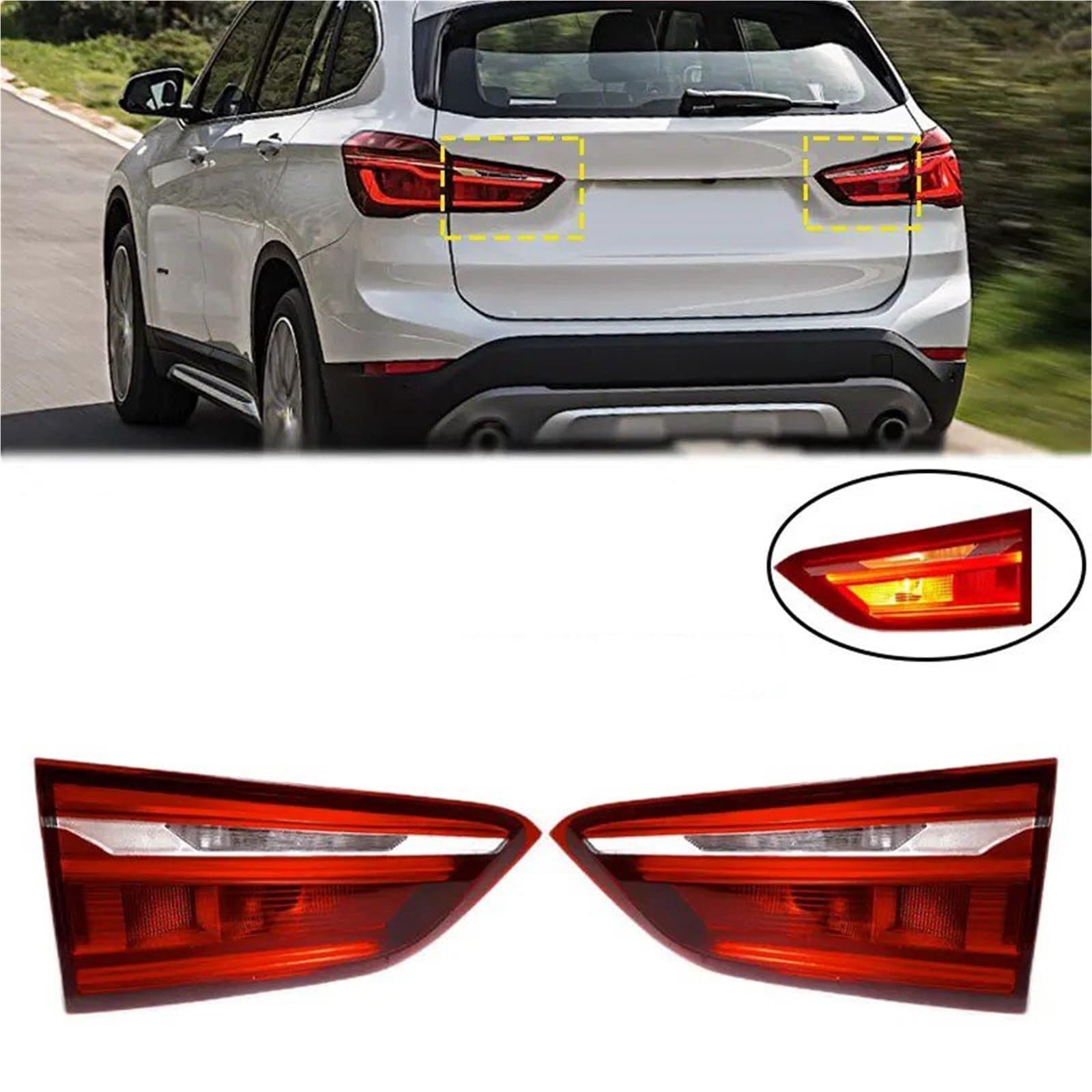 Faro Trasero Del Portón Trasero Para BMW Para X1 2016-2019 Accesorios Coche Luz Trasera LED Lámpara Advertencia Freno Conjunto Luz Trasera Pieza Automóvil 63217350697 63217350698 Luz Trasera(Inside Le