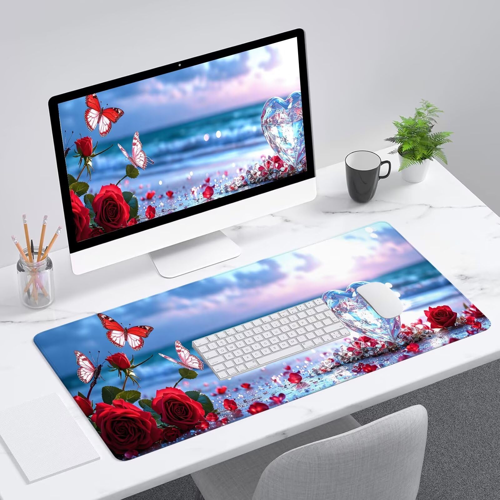 Rosso Tappetino Mouse Gaming, Tappetino Mouse XXL 1200 x 500 mm, Tappetino Mouse Rosa, Mouse Pad con Base Antiscivolo, Bordi Cuciti Tappetino per Mouse, Tappetino Mouse Gaming di Alta Precisione S-91