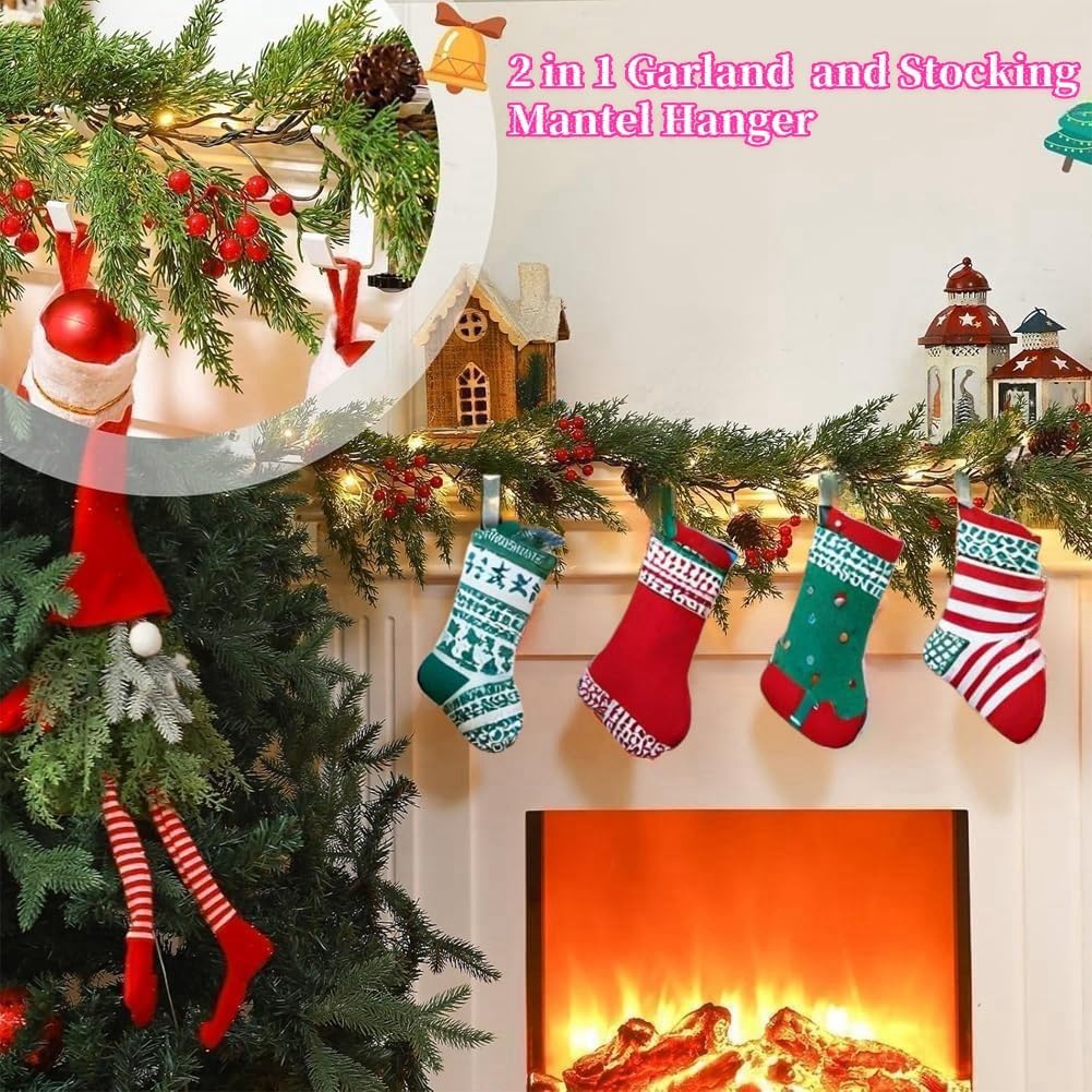 2 in 1 Garland Hooks and Fireplace Stocking Holders, Mantel Hooks for Christmas Adjustable No Drill Mantle Stocking Hanger for Fireplace Xmas Holiday Home Party Decoration - Image 4