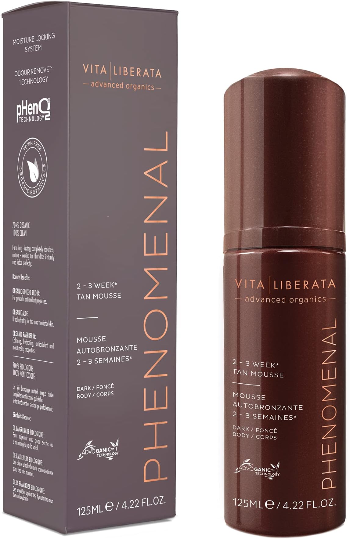 Vita Liberata Phenomenal 2-3 Week Tinted Self Tan Mousse, Dark, 4.22 fl. oz