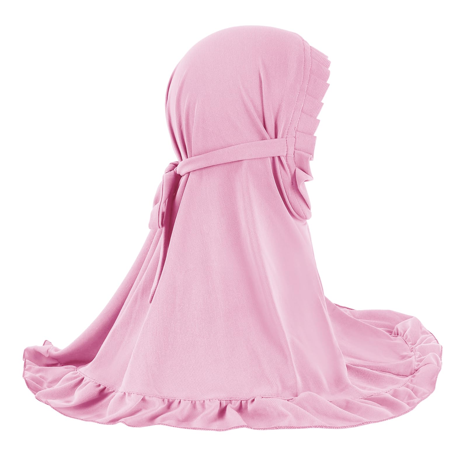 JIAHG 2pcs Hijab Fille 2-4 ans avec Bonnet Intégré Foulard de Tête à Bordure Plissée pour Fille Musulmane Arabe Africaine Malaisienne Écharpe Cagoule Doux et Confort