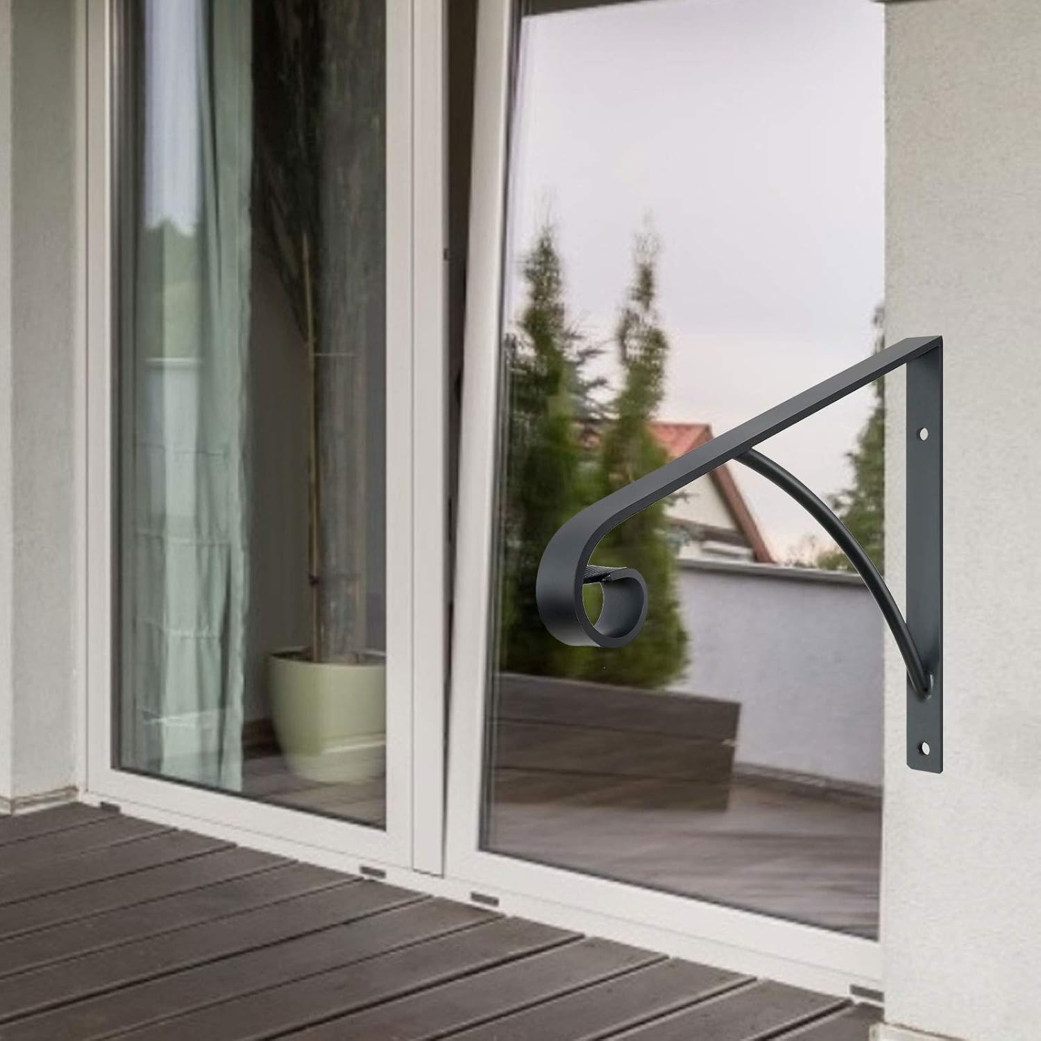 Handrail Railings,Wall Mounted Handrails Wrought Iron Railing Fits 1 or 2 Stairs Rail for Steps Porch,Gray - - 