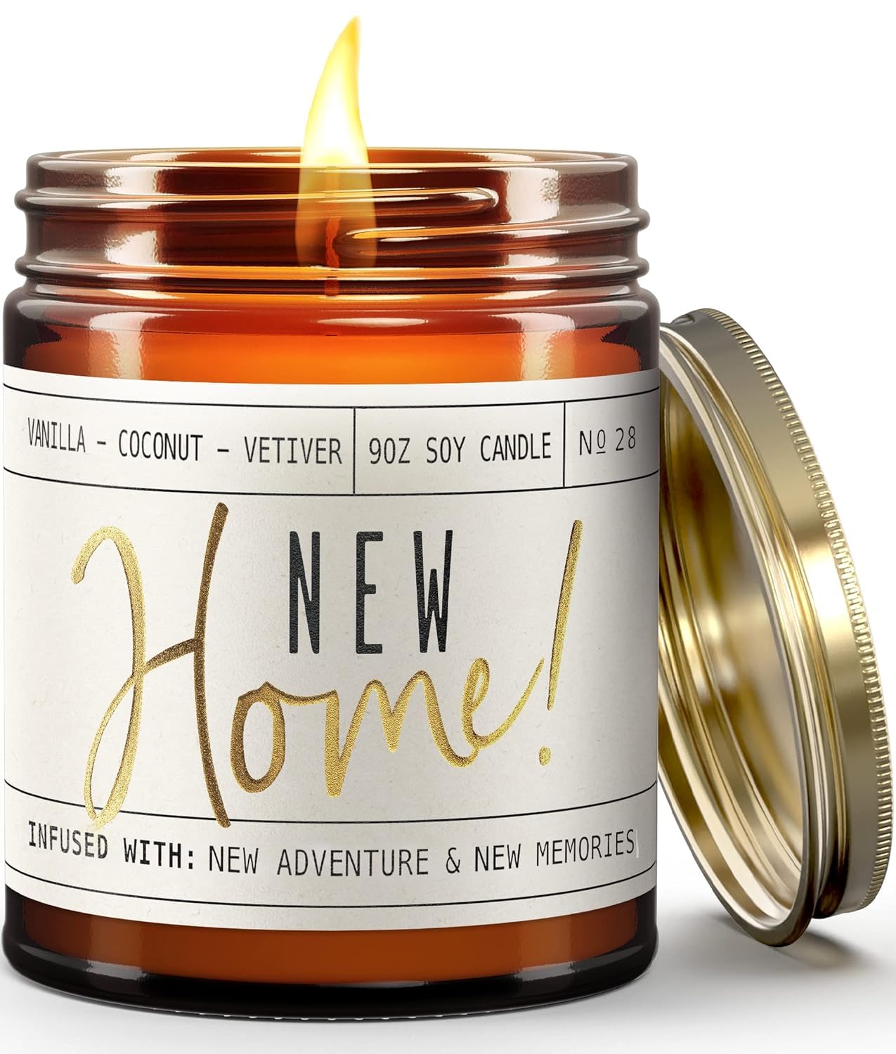 House Warming Gifts New Home, Perfect Housewarming Gifts for New House - 'New Home' Soy Candle, w/Vanilla, Coconut & Vetiver I New Home Gifts for Home I 9oz Jar, 50Hr Burn, Made in USA
