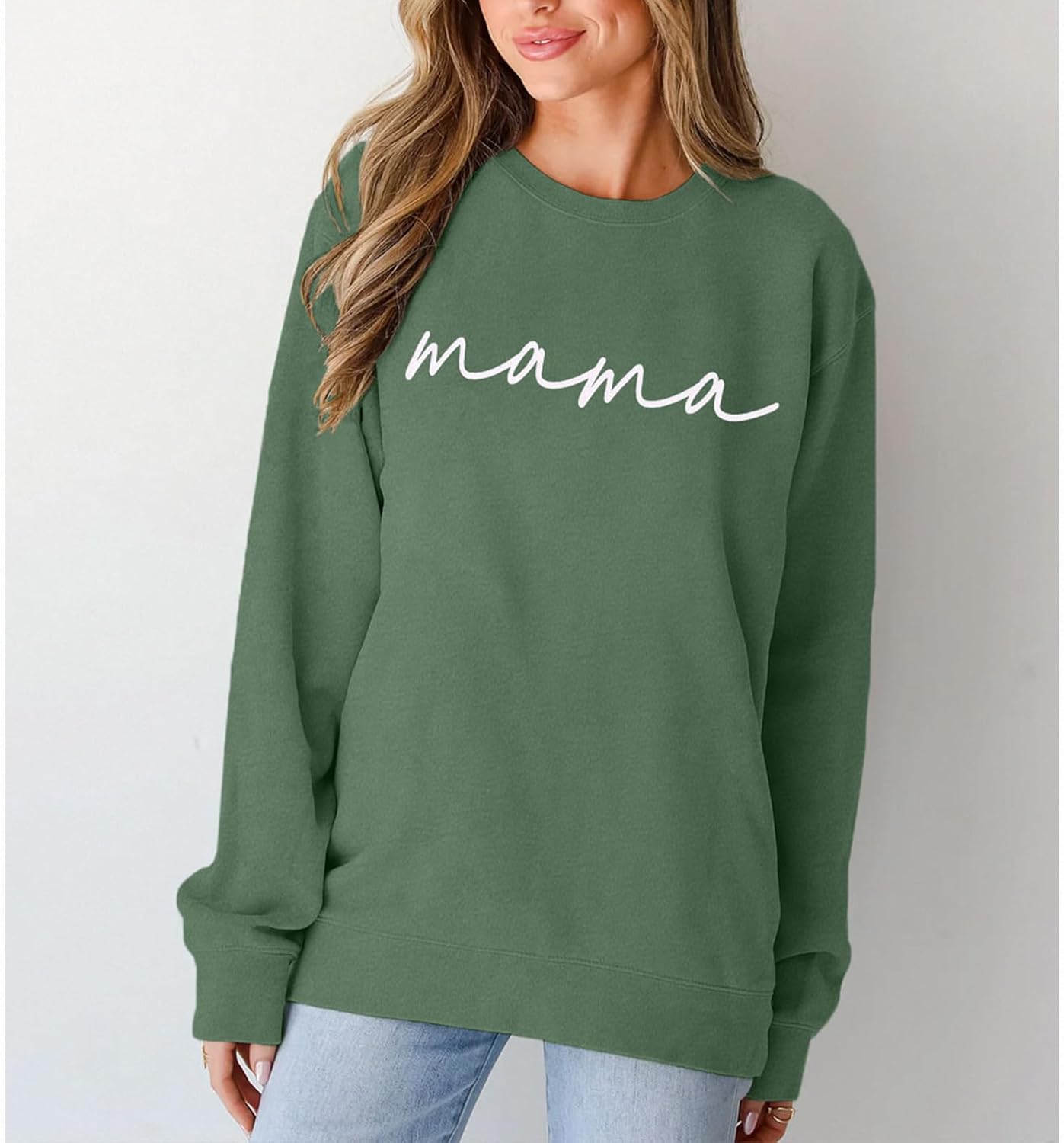 BOUTIKOME Mama Sweatshirt Women Funny Mama Letter Print Graphic Mom Life Long Sleeve Crewneck Pullover Shirt Loose Tops - Image 2