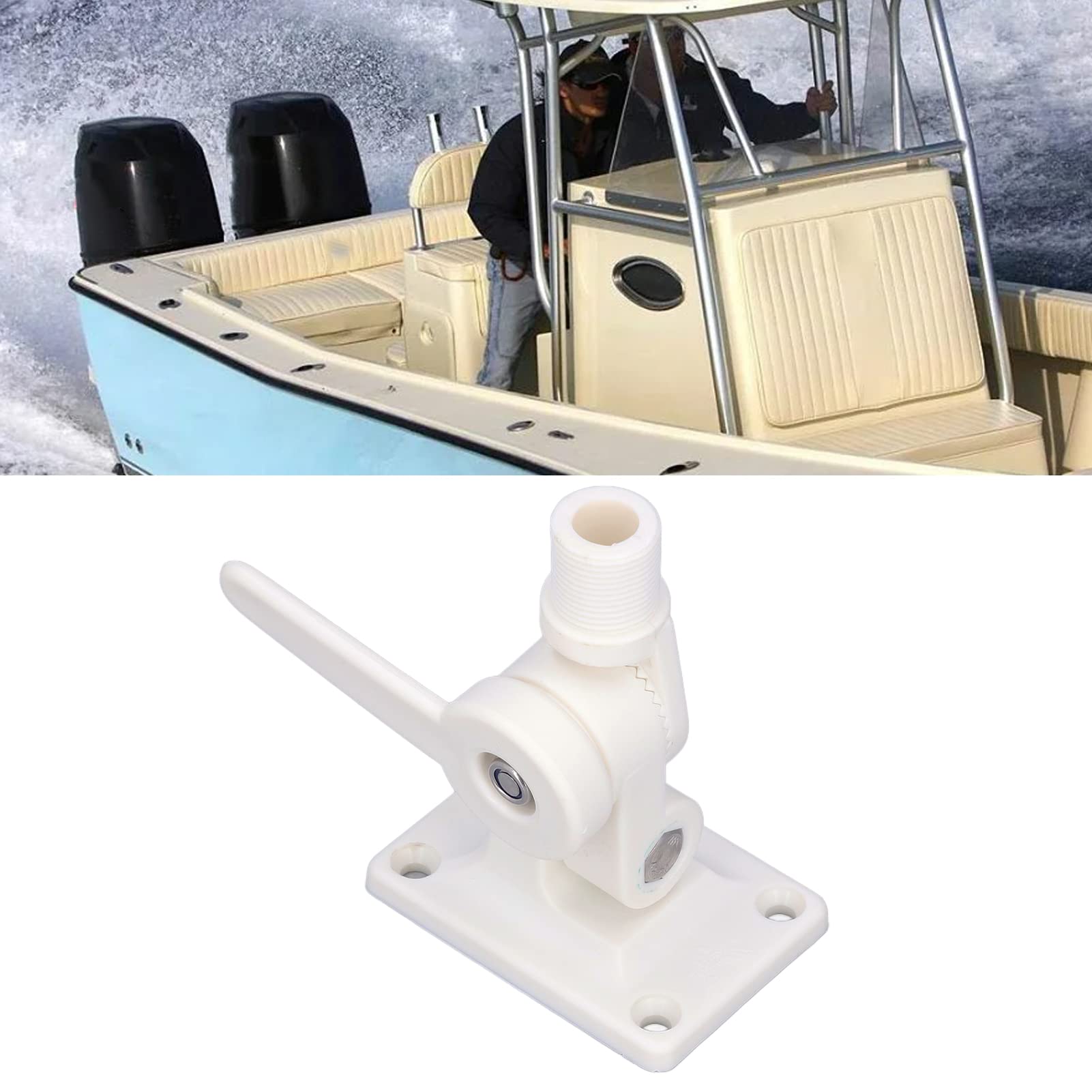 Soporte para Antena Marina Ajustable con Base de Doble Eje y Trinquetes Multifuncional Compatible con Antenas 14UNS para Barcos y Embarcaciones Náuticas