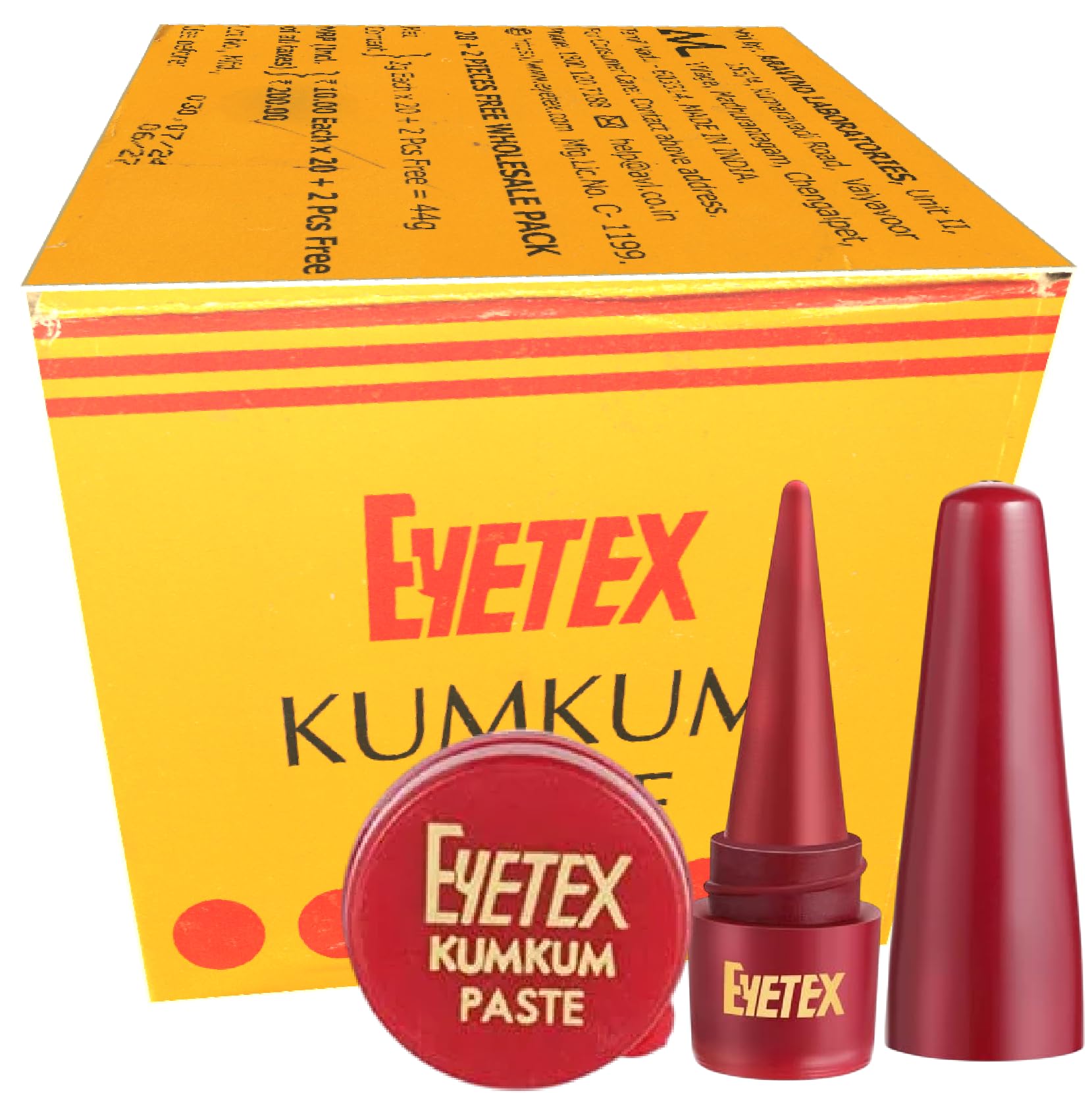 Eyetex Red Kumkum Paste 10 PICES + 1 FREE Eyetex Pallavi Deluxe sindoor | 10 Red Kumkum Paste with Free sindoor stick-image-46