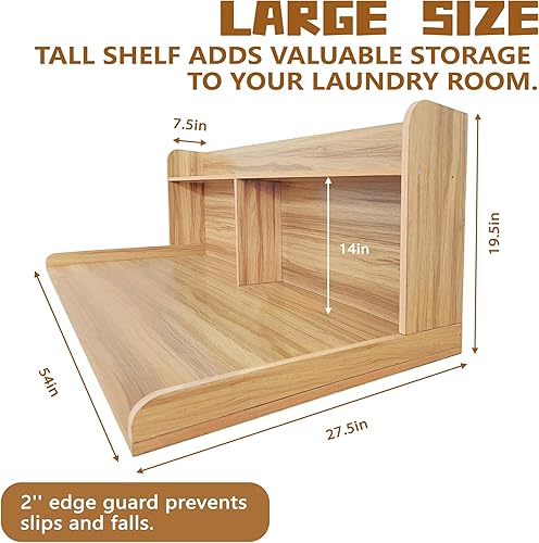 Miniatura 3 de Royxen Encimera de lavadora y secadora de 2 niveles, 19.5 pulgadas de alto de madera con estante de almacenamiento, encimera de lavandería sobre