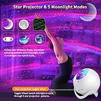 Vista 4 de Star Projector Galaxy Projector for Bedroom, White Noise Bluetooth Speaker Northern Lights Projector, Suitable Gaming, Home Theater, Adult