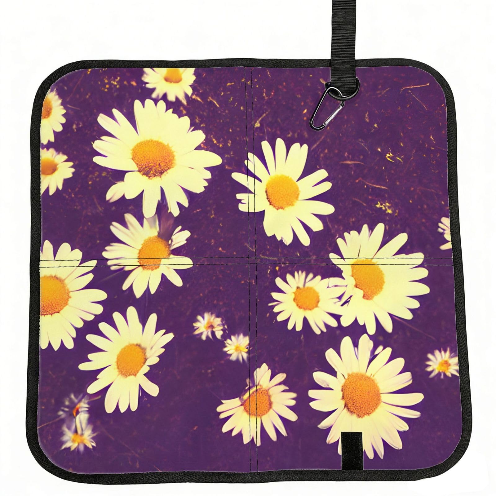 AYYQWE Daisy Purple Flowers Print Foldable Seat Cushion Portable Chair Pad Office Commuting Picnic Camping Outdoor