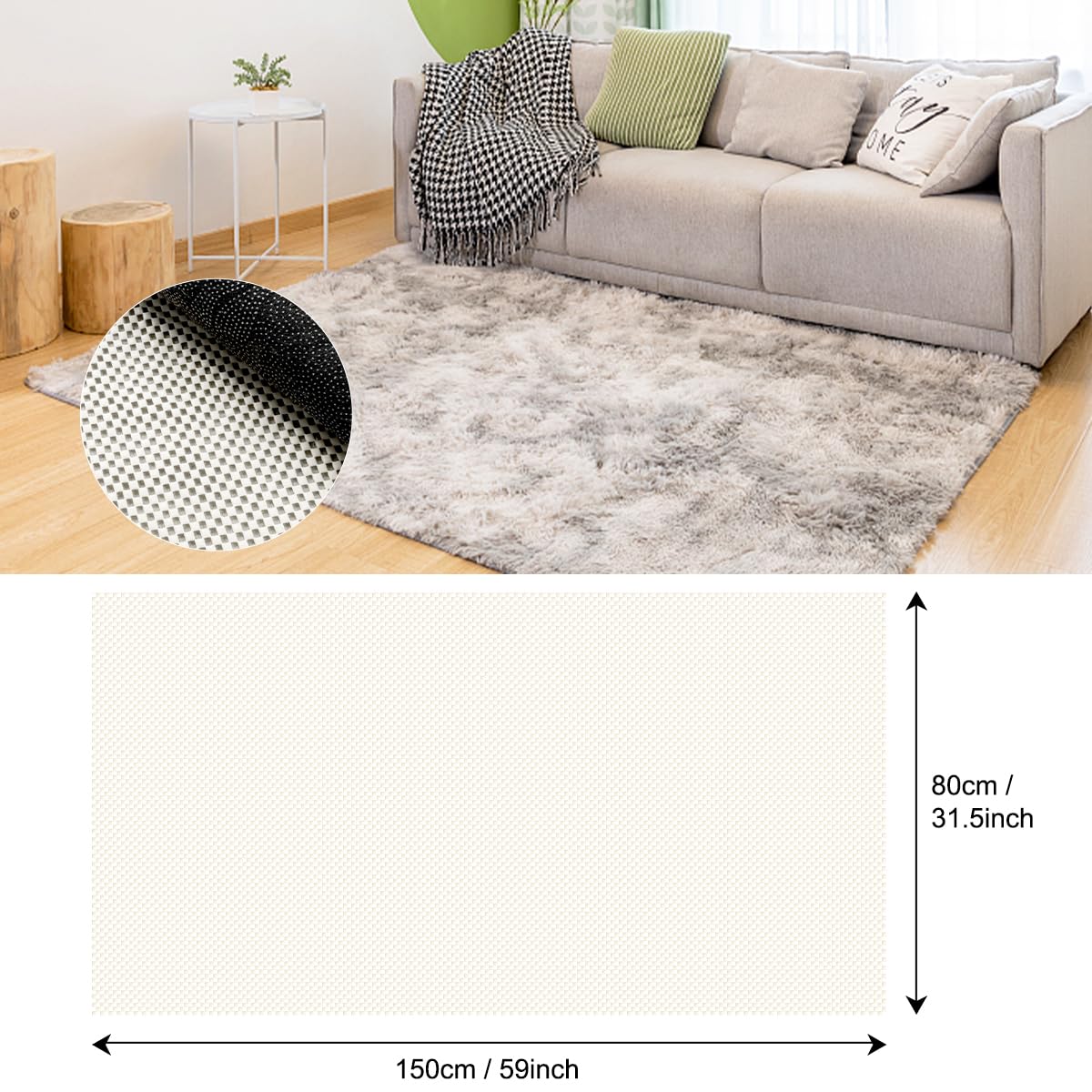 FACIACC Tappetino antiscivolo spesso, 80 x 150 cm, multiuso, in PVC, tagliabile, antiscivolo, per cassetti e tappeti, utilizzabile su pavimenti duri e lisci
