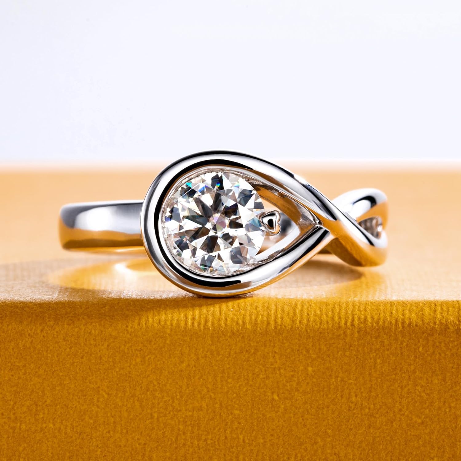 Moissanite Engagement Ring 1CT D Color VVS1 Clarity 925 Sterling Silver Moissanite Infinity Twisted Promise Anniversary Wedding Rings for Women with Certificate - Image 2