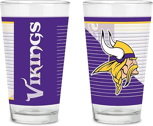 Miniatura 8 de Rico Industries NFL Football Main - Vasos de pinta de 16 onzas con logotipo impreso digitalmente, práctico juego de 2 vasos clásicos, regalo