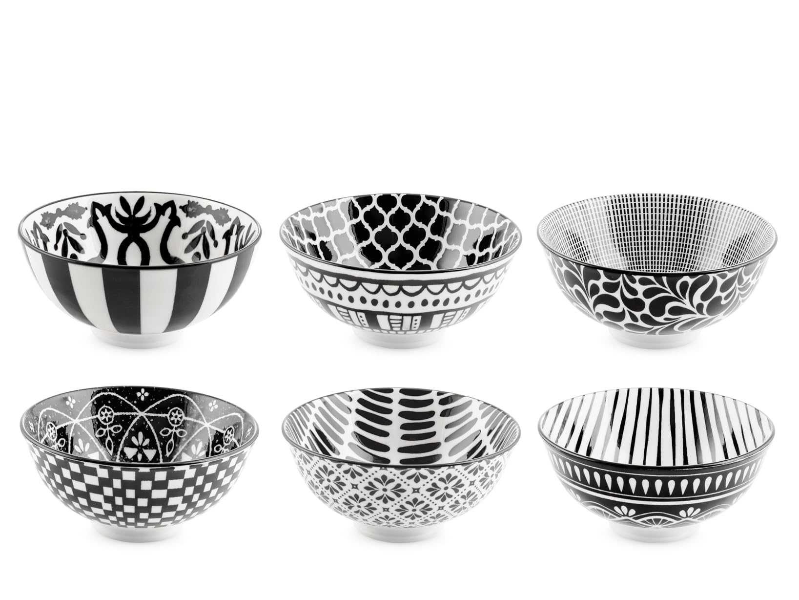 H&H Set Of 6 Mirage Bowls With Assorted Decorations 10.5 Cm