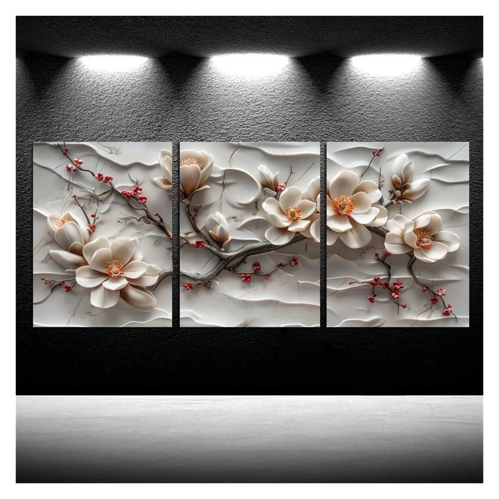 Byambd E Aesthetic Pictures No Fram Poster 3Pcs Magnolia Flowers Canvas Painting Hom Decoration,Abstract Blooming Flora Painting(,30X40cm)