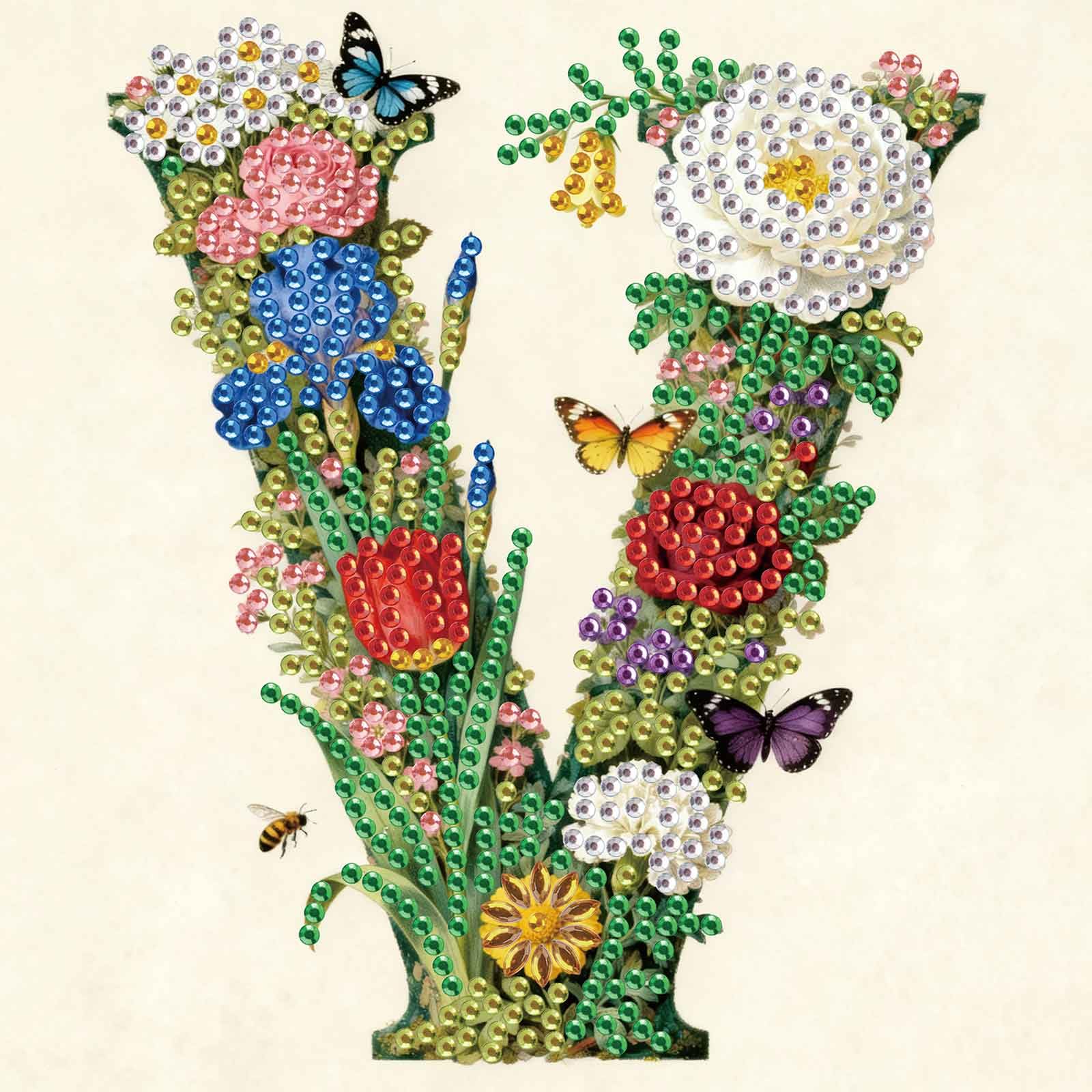 5D Diamond Art Kits - Floral Alphabet Designs -22