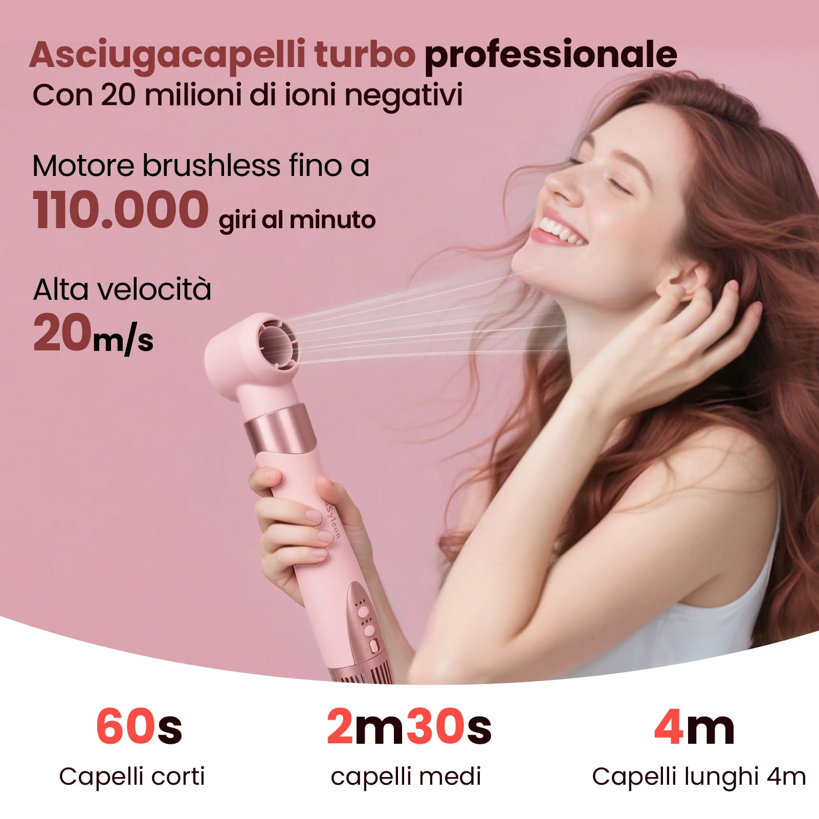 6 In 1 Multistyler & Airstyler con Ionica, Arricciacapelli Coanda | Multistyler(Asciugacapelli/Spazzola ad Aria Calda/Spazzola Lisciante/Arricciacapelli), 1200W, inclusa custodia da viaggio