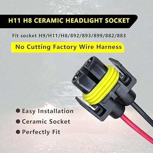 Miniatura 4 de DWLJX913BL-2PS - 2 conectores de cable para faros delanteros H11, enchufes de arnés de cableado de extensión con cables, adaptador de coleta