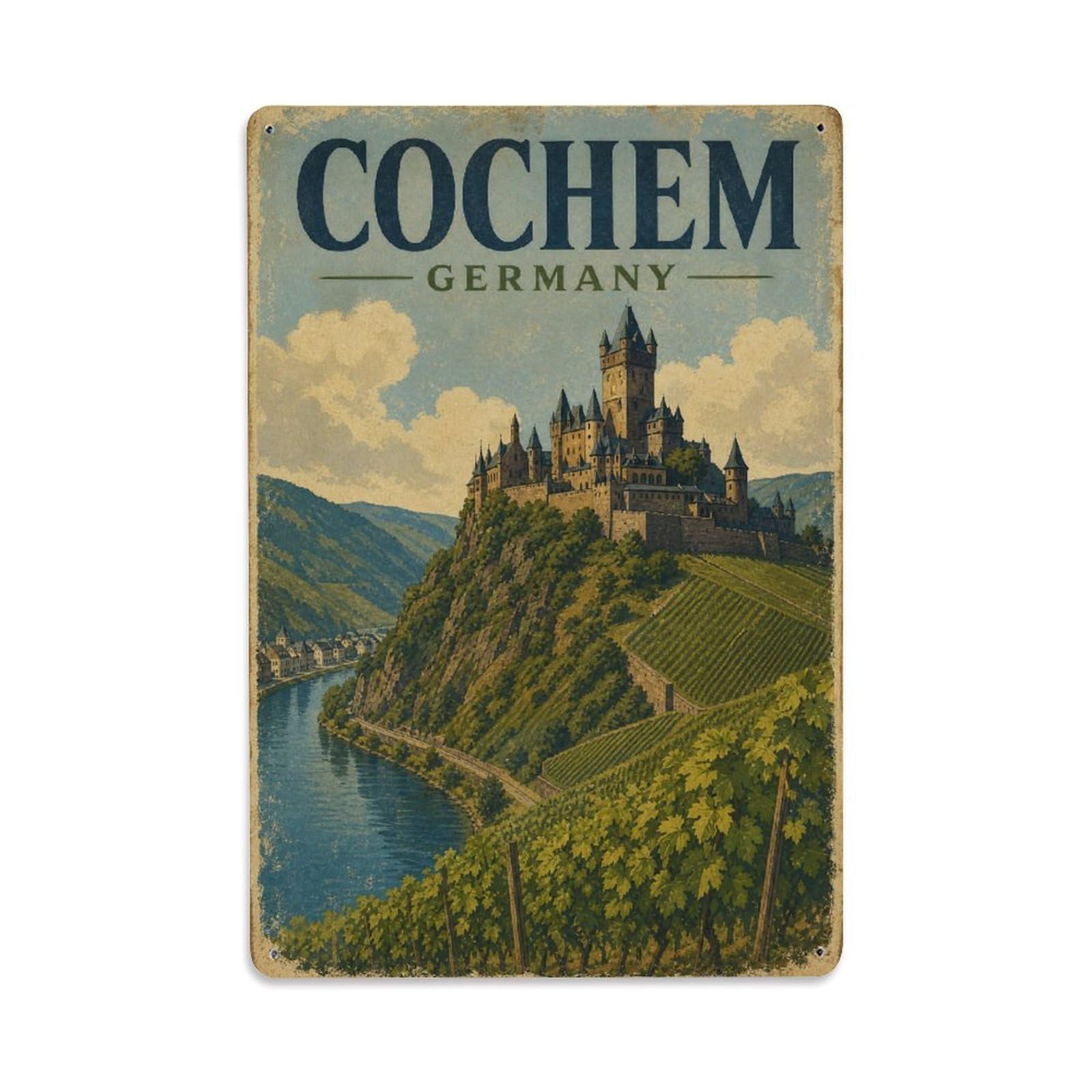 Retro Travel Germany Cochem Metal Tin Sign