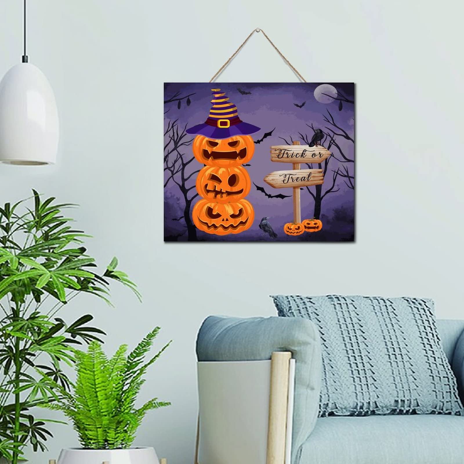 Panneau inspirant en bois à suspendre Halloween 25,4 x 30,5 cm