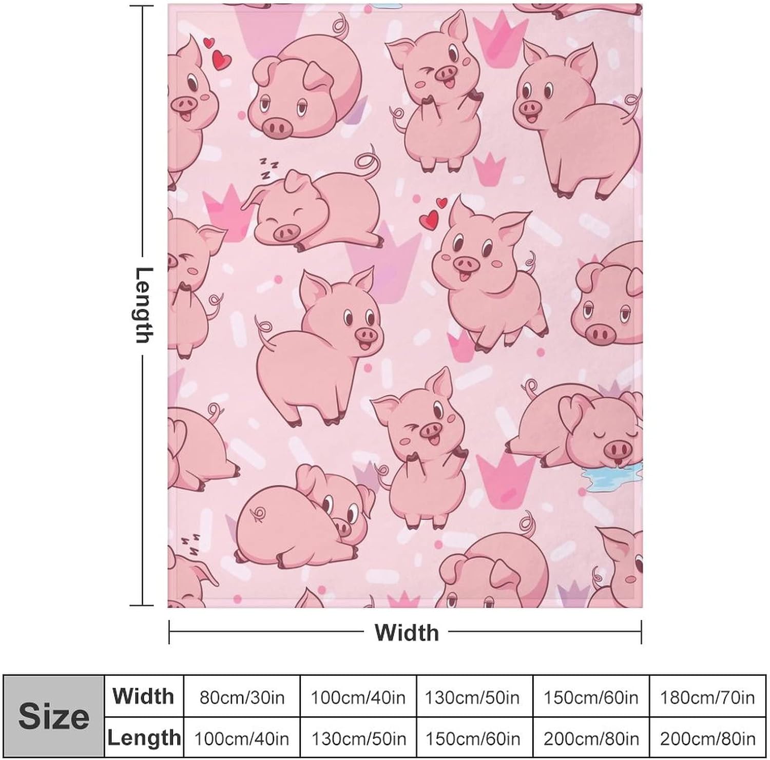 Pig Blanket Gifts, 50"x60" Flannel Fleece Throw Blanket Soft for Girls Boys Adults, Lightweight, Comfortable, Warm Cute Pig Themed Blanket for Bed Couch