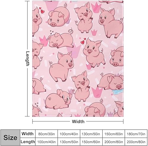 Miniatura 2 de Manta de cerdo para regalo, manta de franela polar de 50 x 60 pulgadas, suave para niñas, niños y adultos, ligera, cómoda, cálida manta con temática