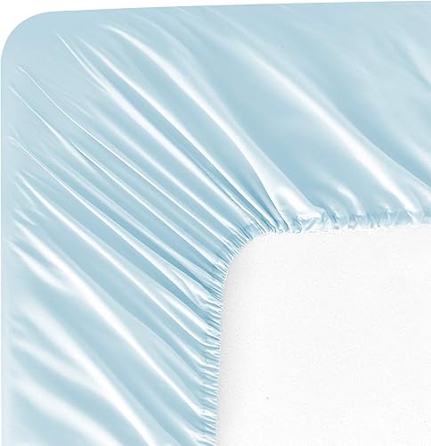 Miniatura 2 de Bedding Juego de sábanas de lujo de 4 piezas, bolsillo profundo de 1800, resistente a las arrugas y a la decoloración (Queen, azul claro)